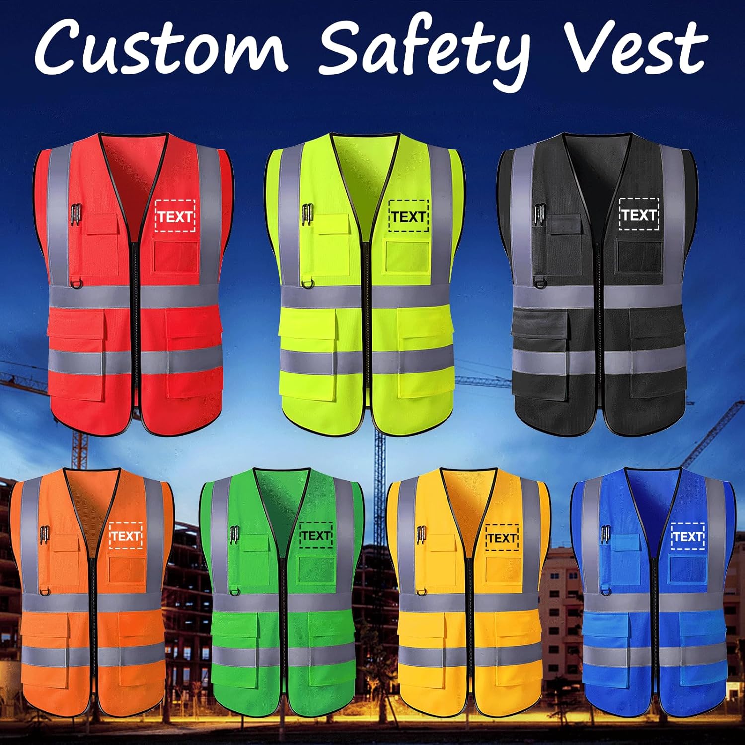 Chaleco de seguridad con logotipo personalizado para hombre, chaleco de trabajo protector de alta visibilidad con reflectante