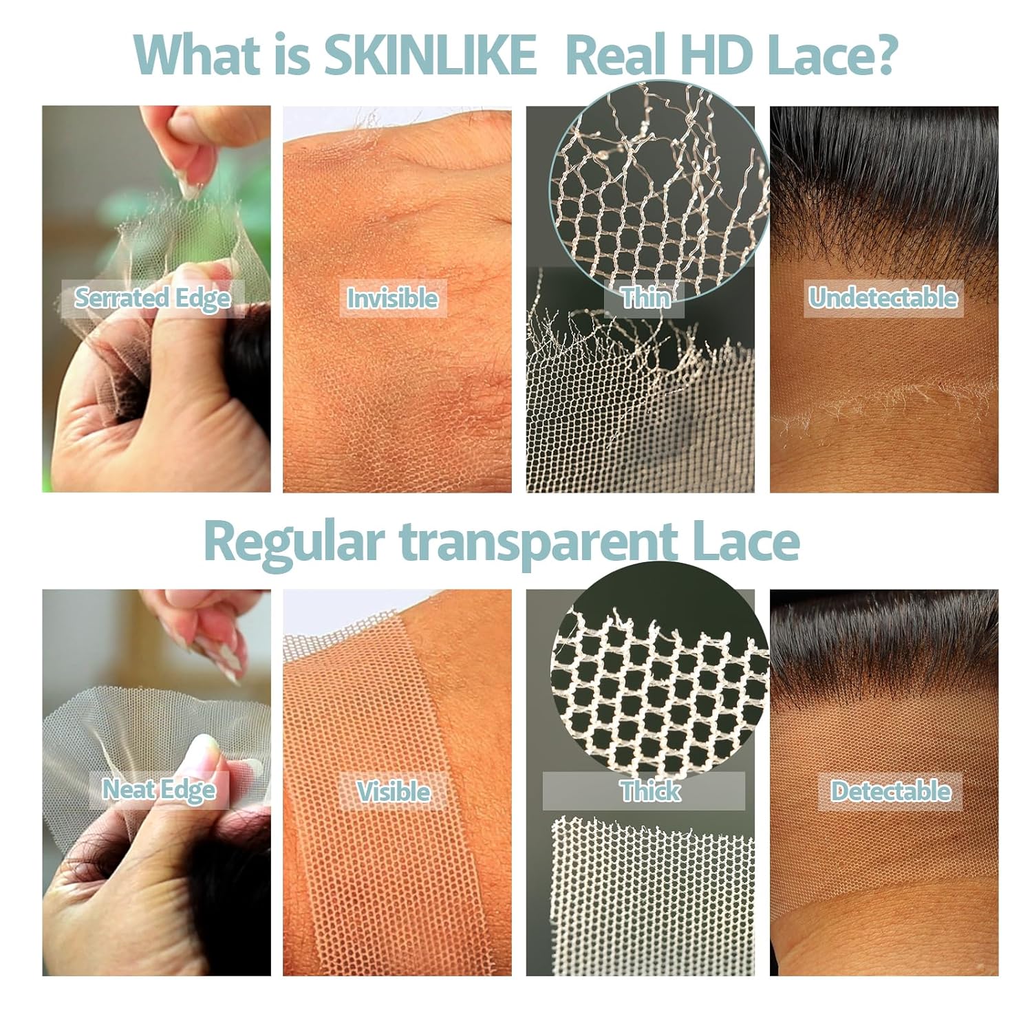 BEEOS SKINLIKE – Cierre de encaje HD de 5 x 5, onda profunda de 0.004 in, ultra fino, indetectable, transparente, HD, línea capilar natural, cabello