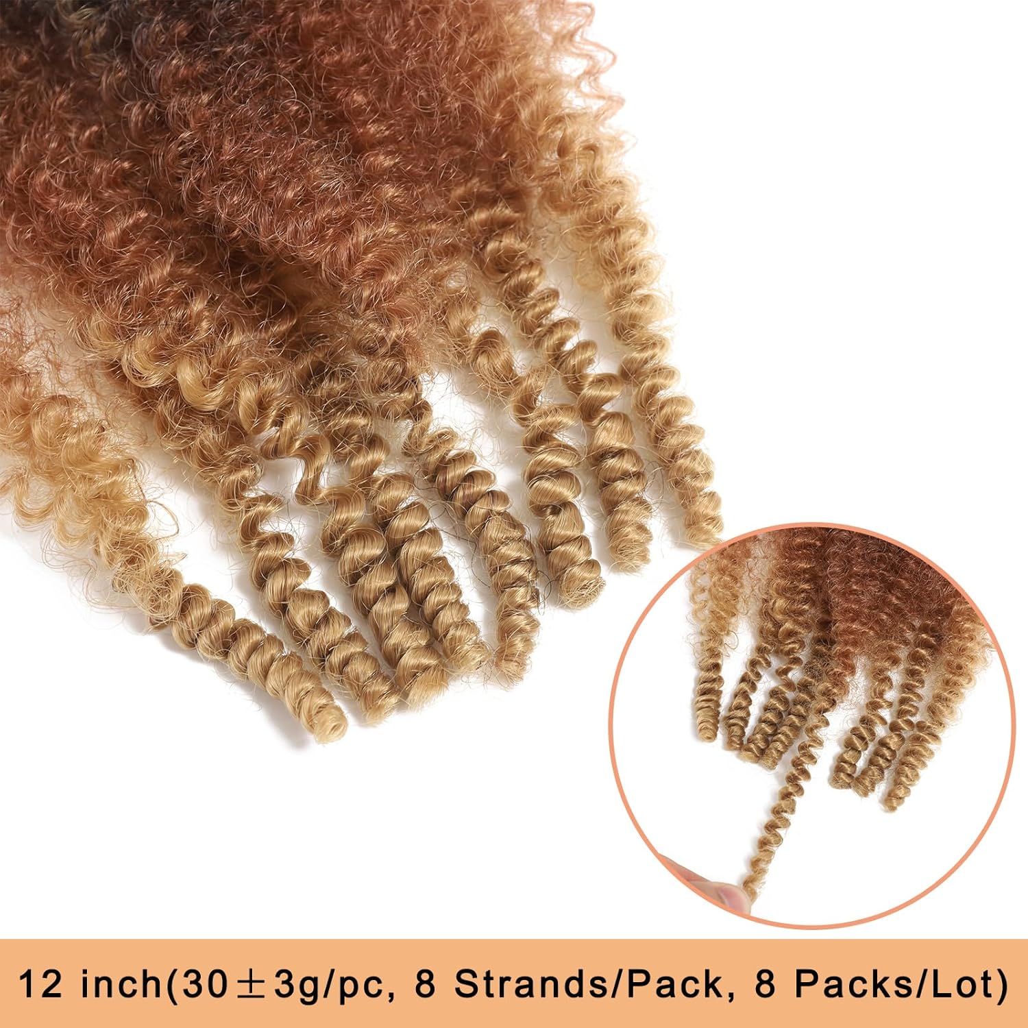 8 paquetes de cabello trenzado Marley Twist 1B 30 27#, 12 pulgadas, cabello sintético afro Twist preseparado para rastas suaves, cabello de