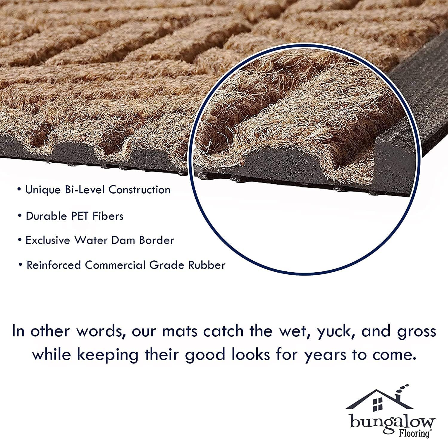 Bungalow Flooring Waterhog – Tapete para puerta, 3 x 5 pies, fabricado en Estados Unidos, duradero y decorativo, antideslizante, interiorexterior,