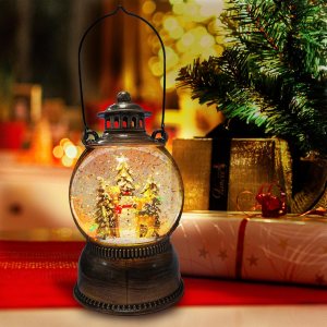 Linterna de Navidad, globo de nieve de Navidad, decoraciones de Navidad, linternas de agua con purpurina giratoria, árbol de Navidad iluminado Linterna de Navidad, globo de nieve de Navidad, decoraciones de Navidad, linternas de agua con purpurina giratoria, árbol de Navidad iluminado