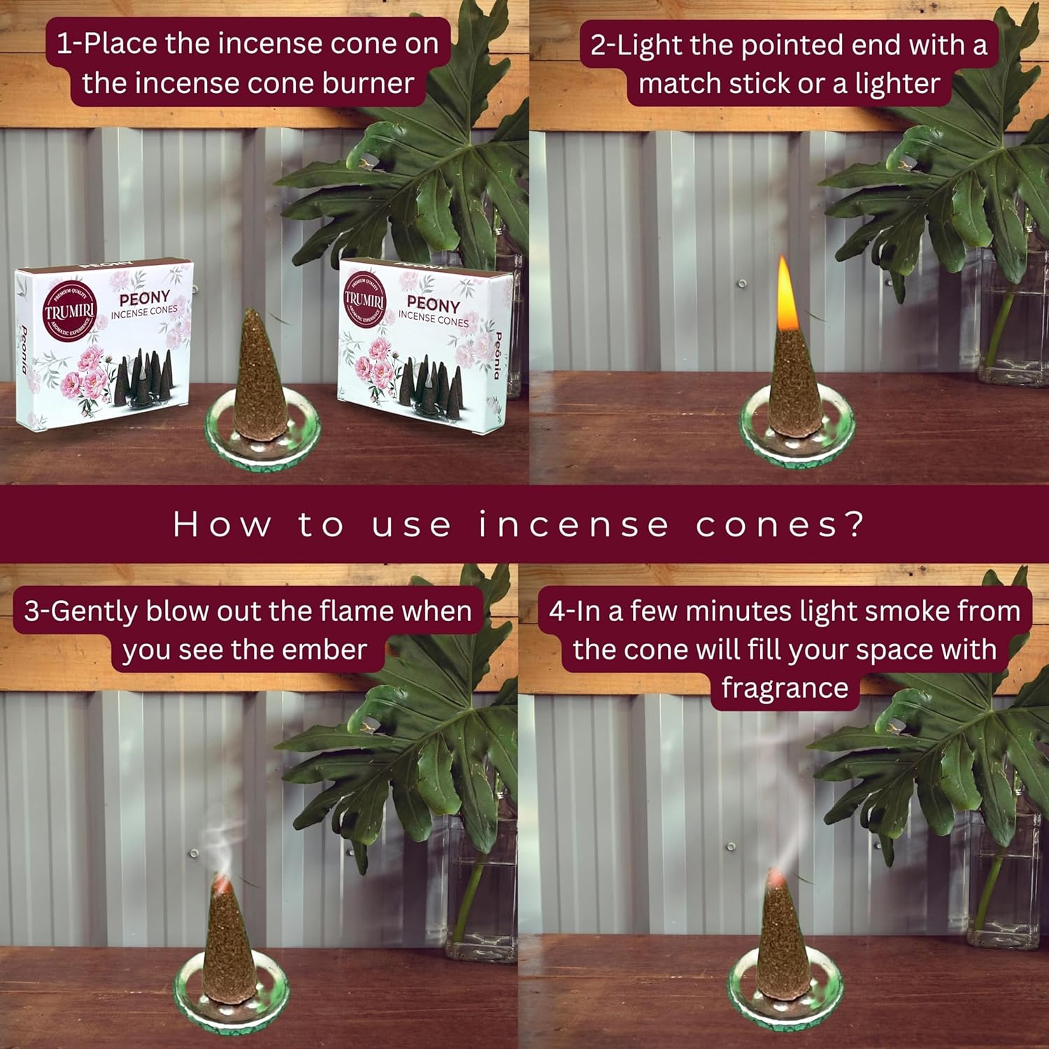 Conos de incienso de peonía  Total de 20 conos de incienso  Paquete doble de 10 conos de insencia  Conos de incienso perfumados  aromas de incienso