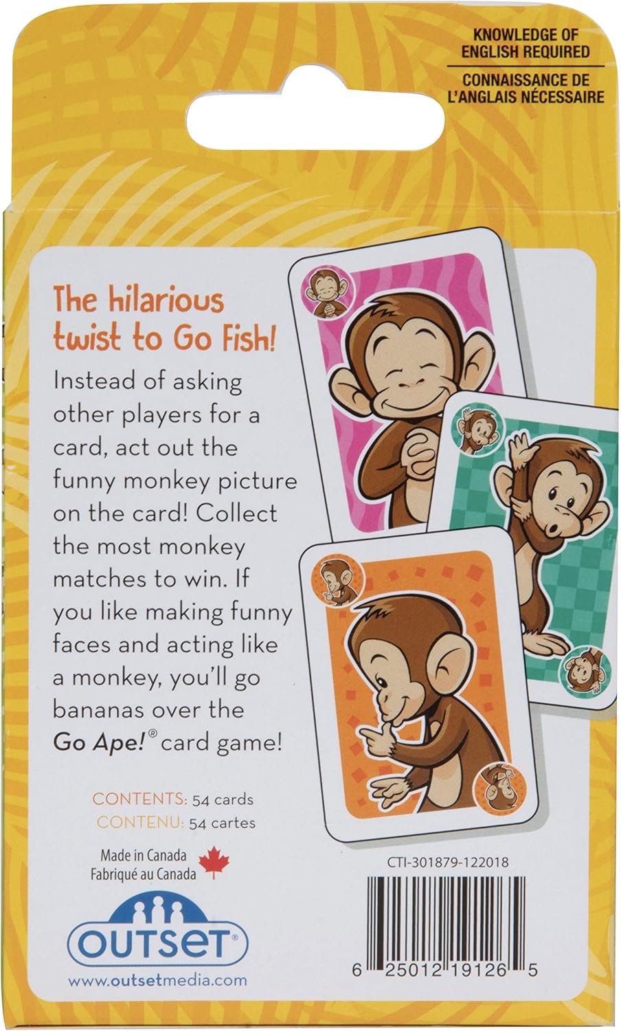 Go Ape! Juego de cartas de viaje para niños – Twist on Go Fish – Act Out Monkey Picture on Card – A partir de 4 años