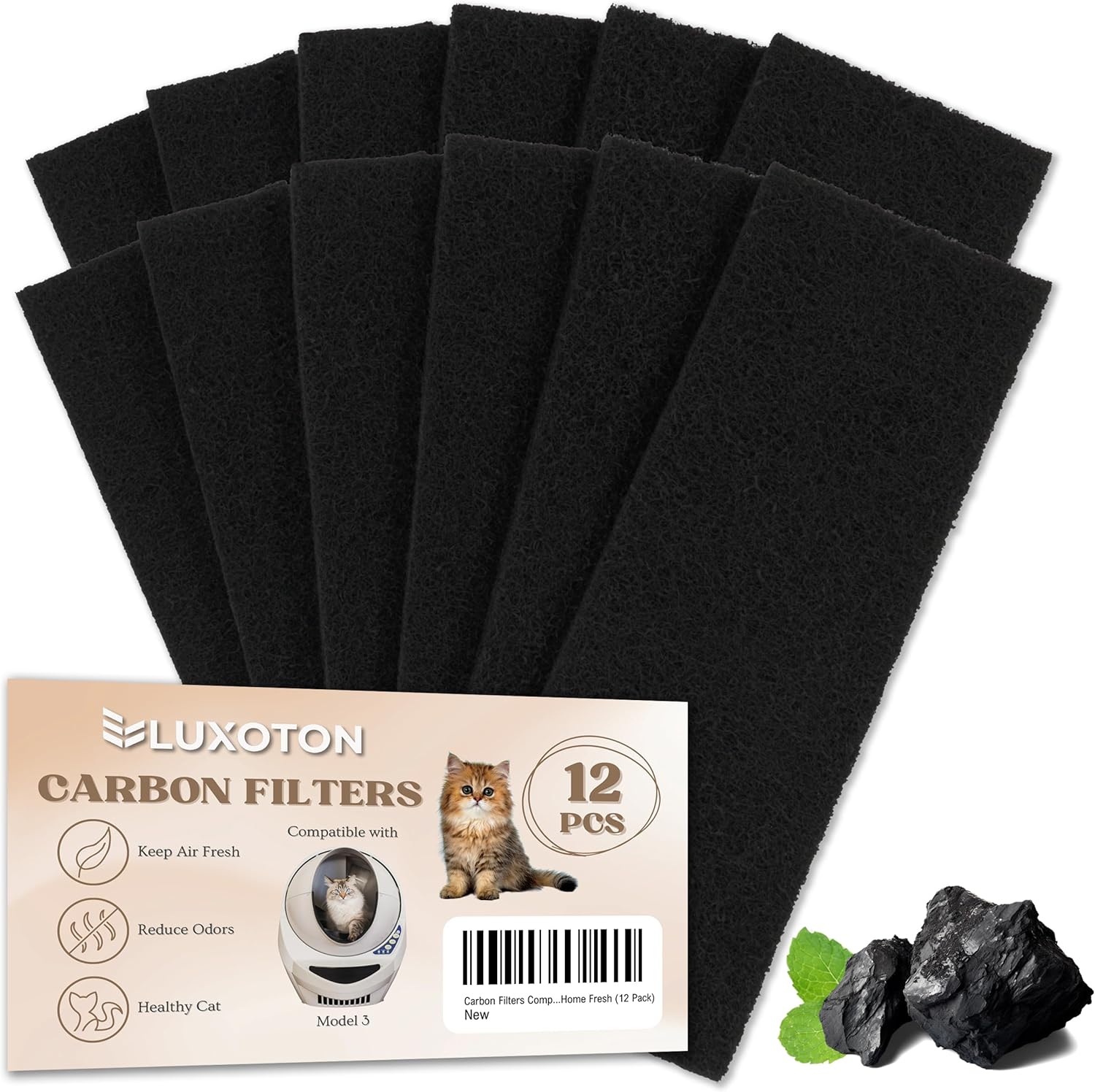 Paquete de 12 filtros de repuesto para robot de arena 3, filtros de carbón activado para caja de arena, filtros de carbón para caja de arena de