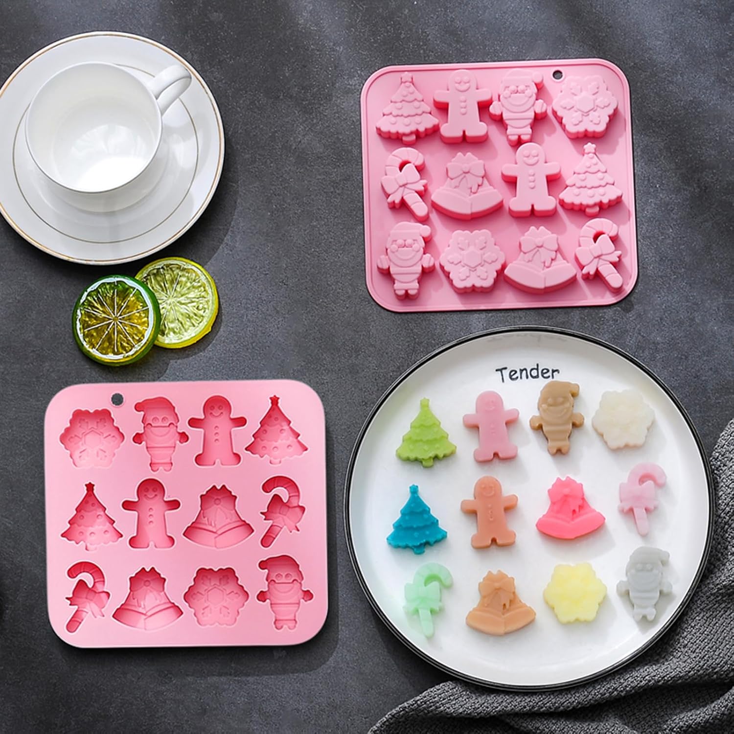 Paquete de 3 moldes de silicona de Navidad para hornear, moldes de silicona para Navidad, moldes de jabón para chocolate, gelatina, muñeco de nieve,