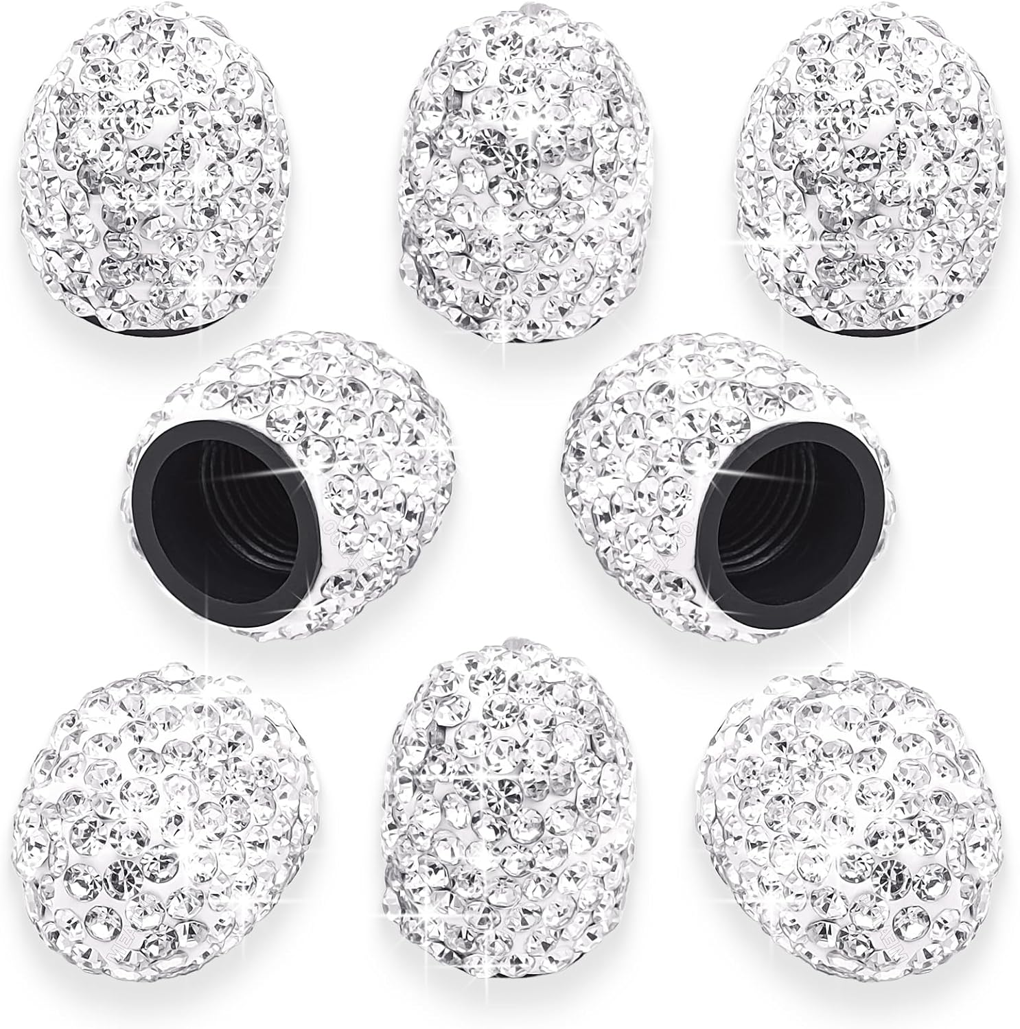 8 tapas de válvula de vástago de neumático con diamantes de cristal brillante, a prueba de polvo, tapas universales para válvulas de neumáticos para