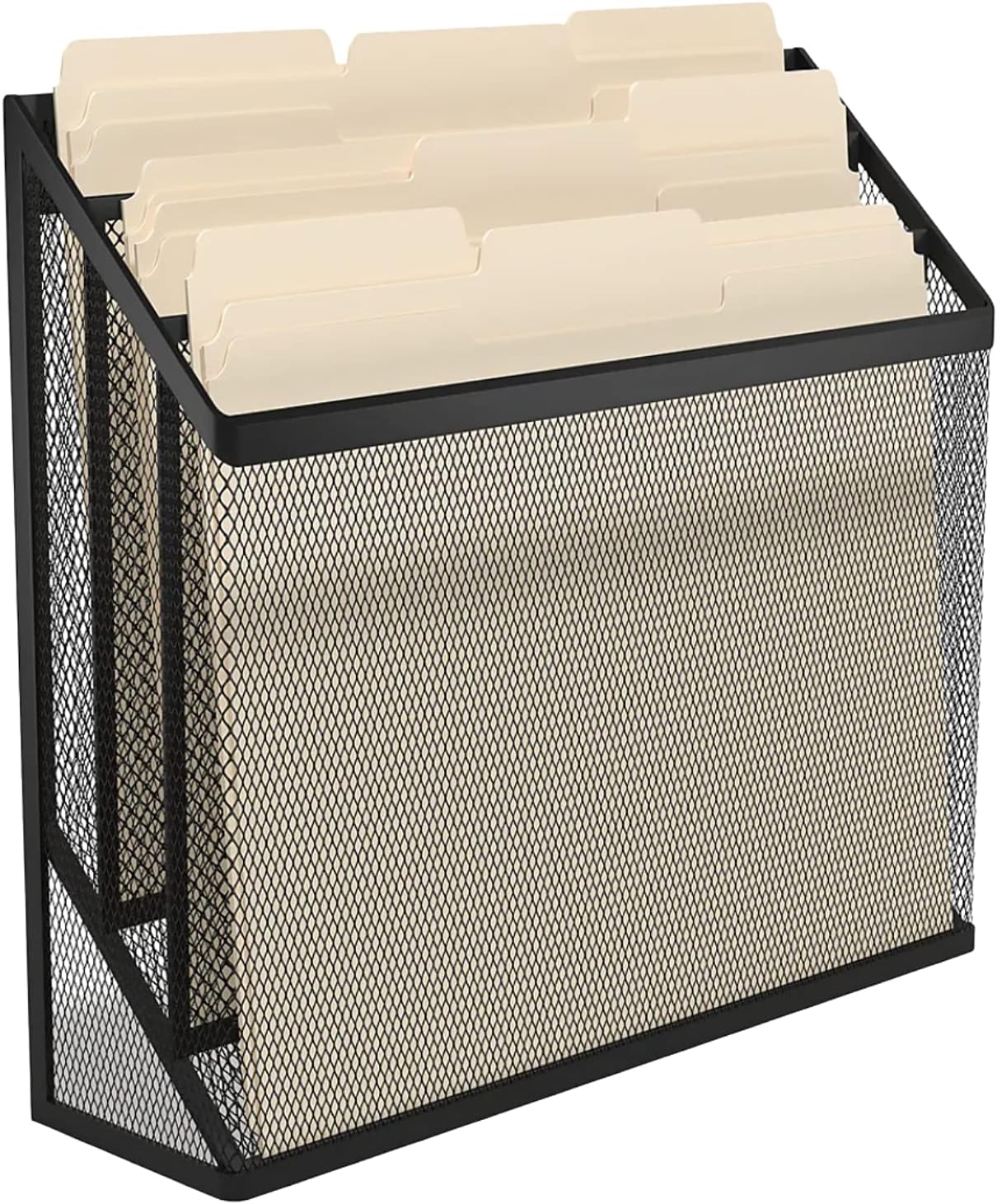1InTheOffice Organizador de carpetas de archivos de 3 niveles, clasificador de escritorio, organizador de malla negra