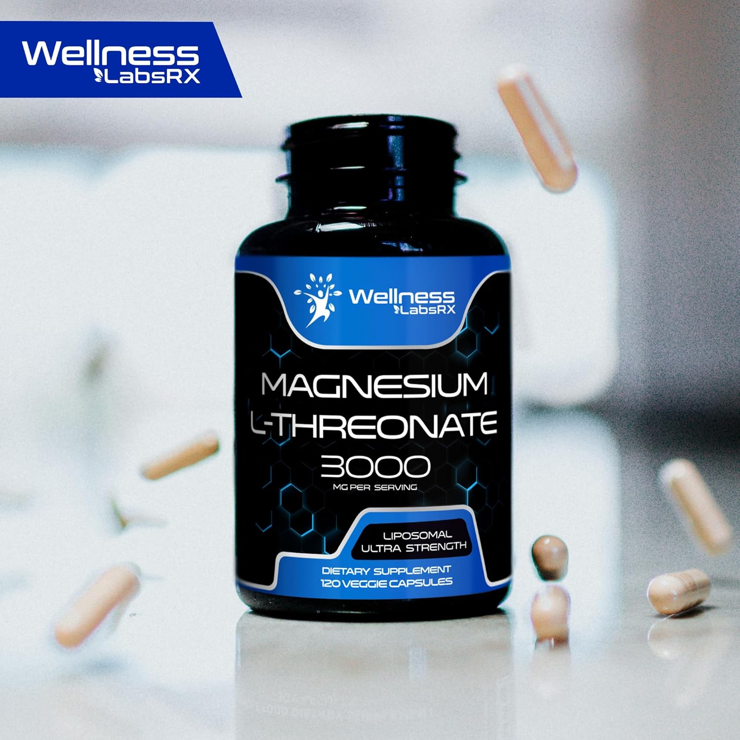 Cápsulas de suplemento de L-treonato de magnesio, 120 unidades, 3000 mg, suplemento de magnesio de alta absorción liposomal, treonato de magnesio