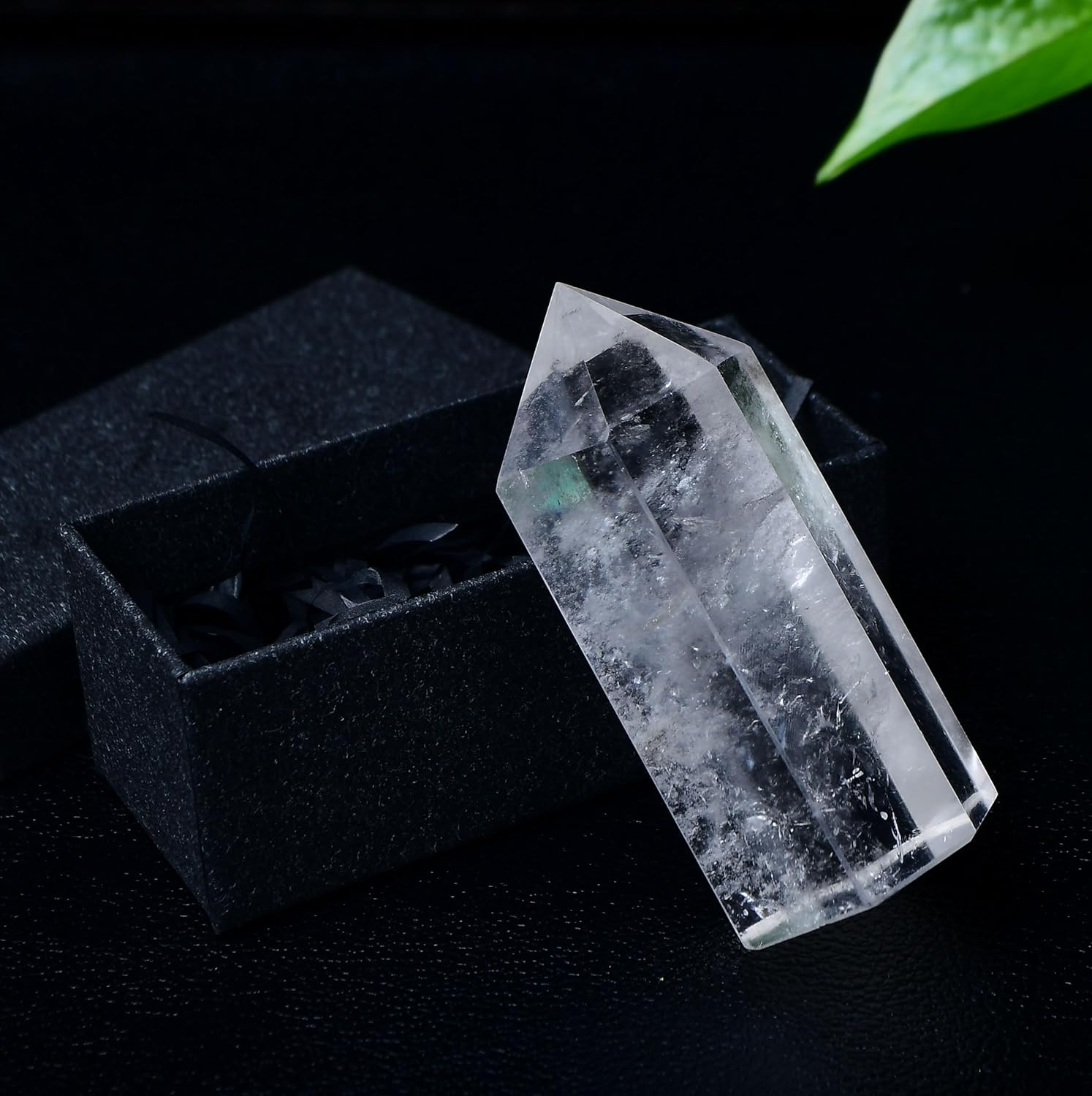 WUYOUSHI Varita de cristal curativo grande de 3.14 x 1.18 pulgadas (3.1 x 1.2 in), piedra de torre de cristal de cuarzo transparente natural, 6
