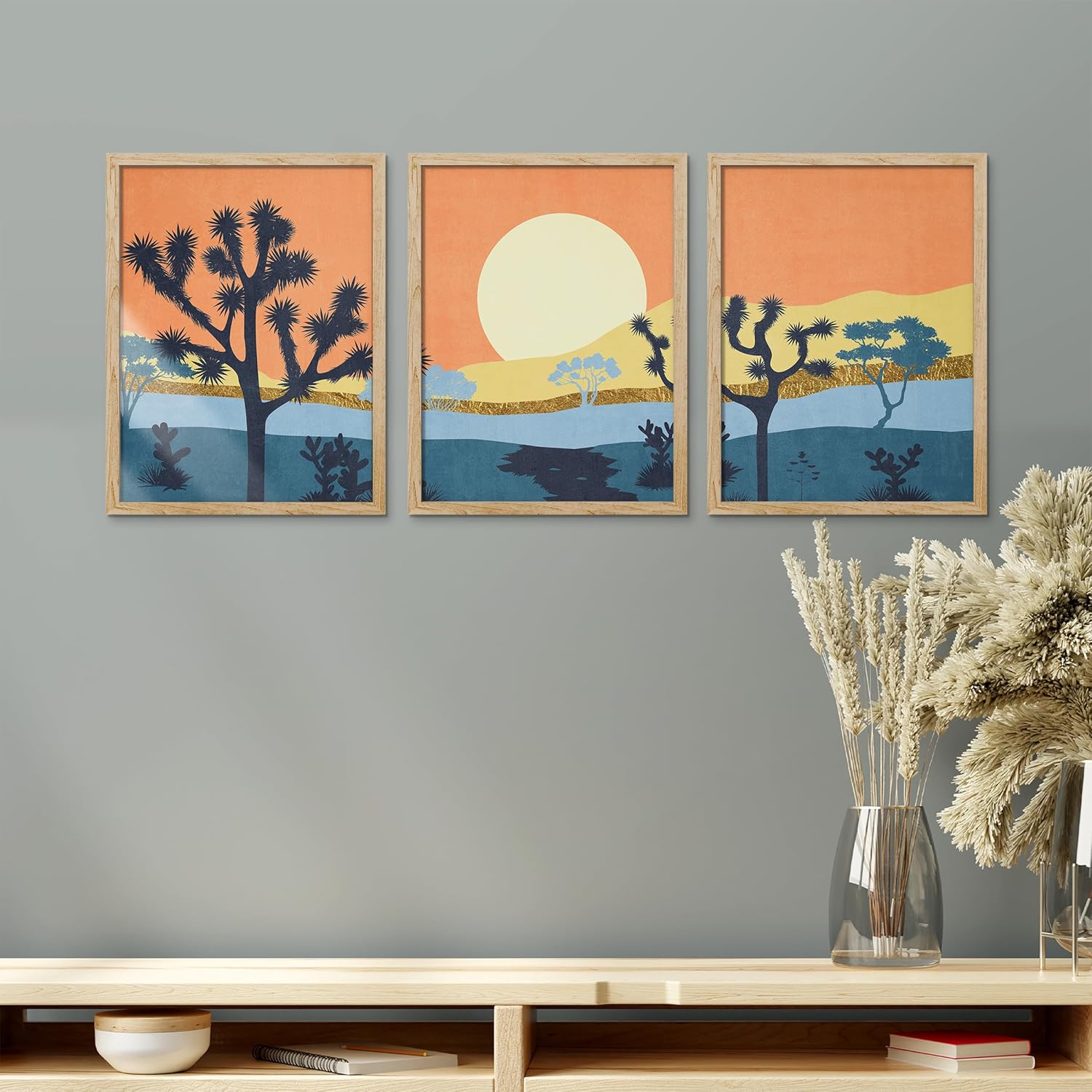 SIGNWIN Póster enmarcado, arte de árbol de Joshua, impresión en lienzo de paisaje del desierto del suroeste, arte de pared bohemio enmarcado,