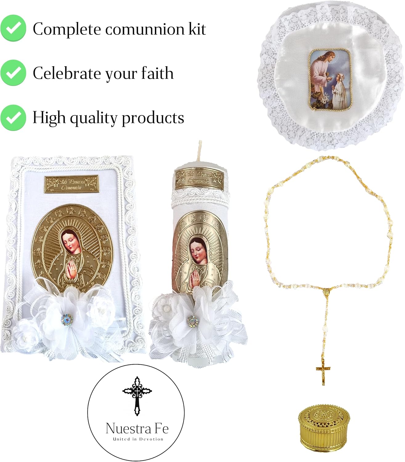 Biblia y vela de primera comunión – Biblia y Vela de Primera comunión para niña – Vela para Primera comunion niña – Juego de velas de primera