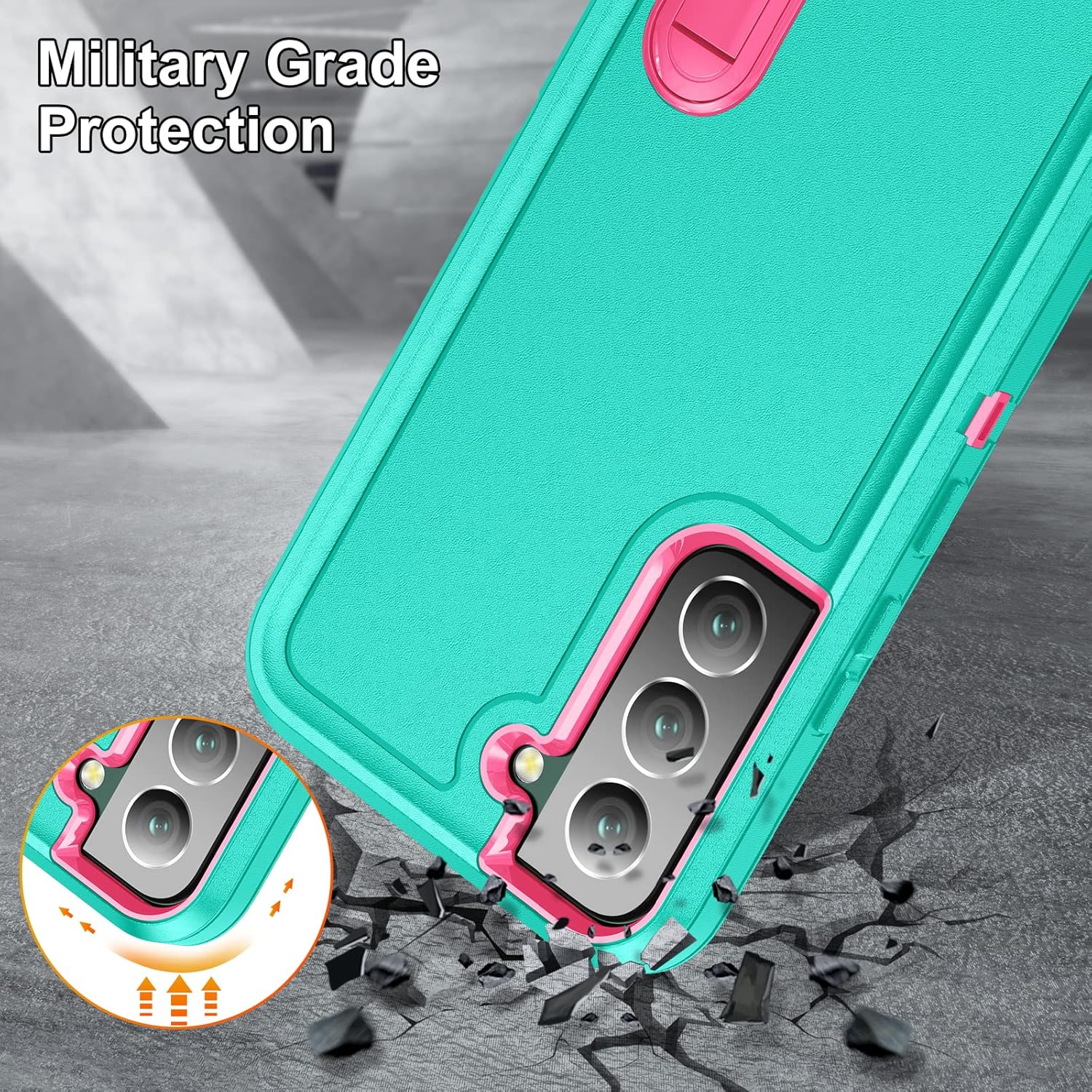 IDweel Funda para Samsung Galaxy S22 con soporte integrado, protección resistente a prueba de golpes, antiarañazos, resistente, duradera, funda