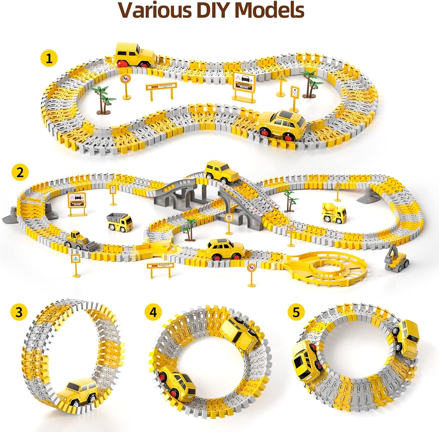 Juguetes de pistas de carreras, regalos para niños de 2, 3, 4, 5 años, 236 piezas de pistas de carreras de construcción, juguetes para niños, 6