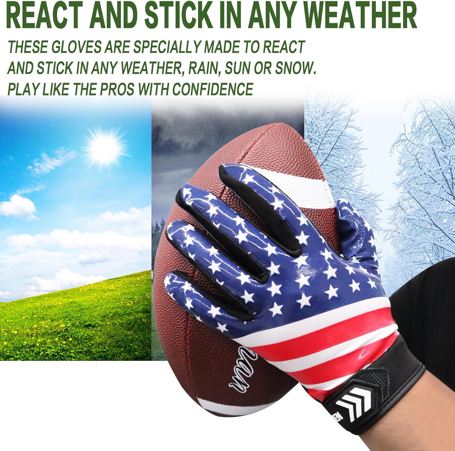 Guantes de fútbol para jóvenes y adultos, Pro 3.0, mejorados, ultra adherentes, receptores de palma de silicona flexible, guantes receptores de alto