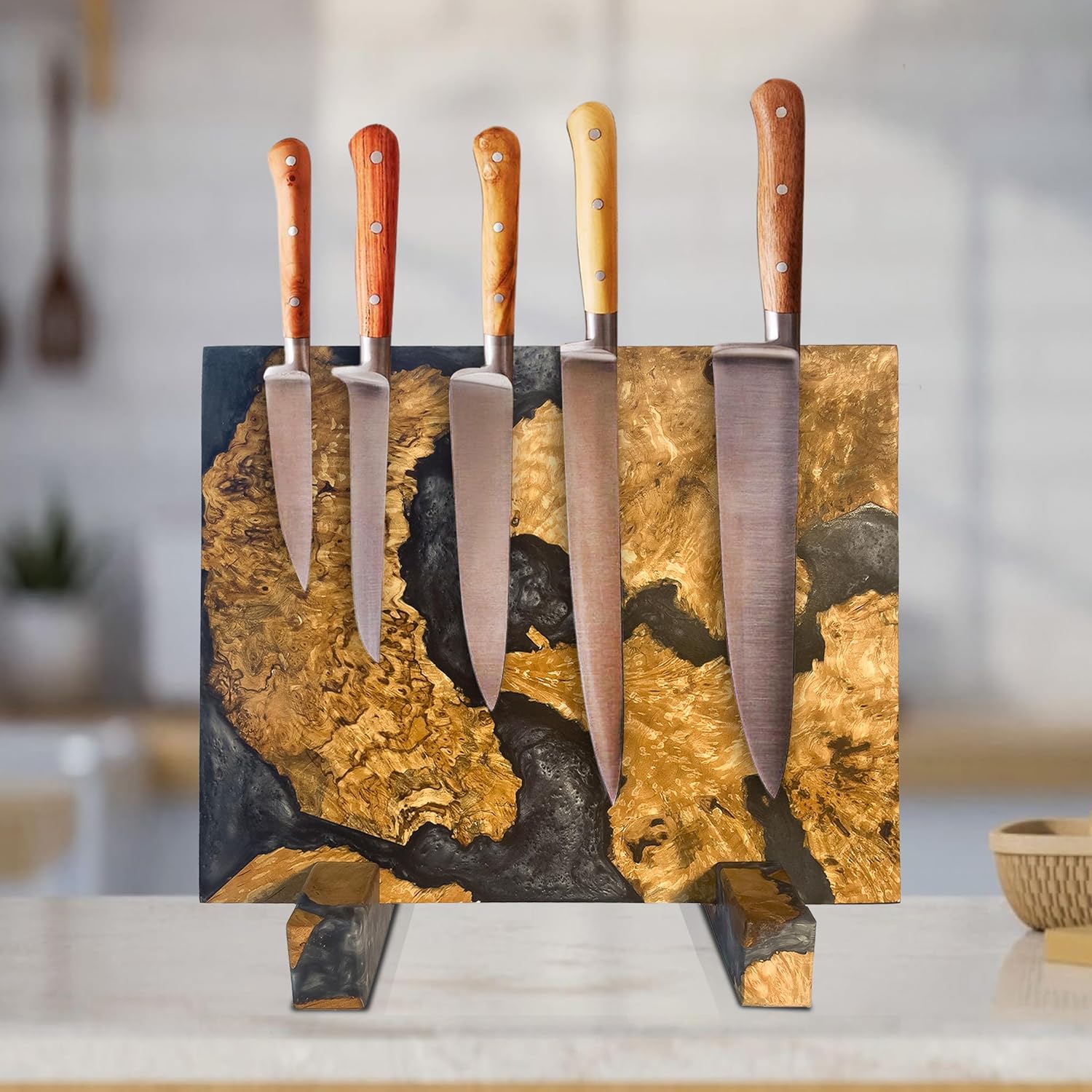 Bloque magnético para cuchillos sin cuchillos, soporte magnético para cuchillos, bloque magnético de cuchillos para encimera de cocina, soporte