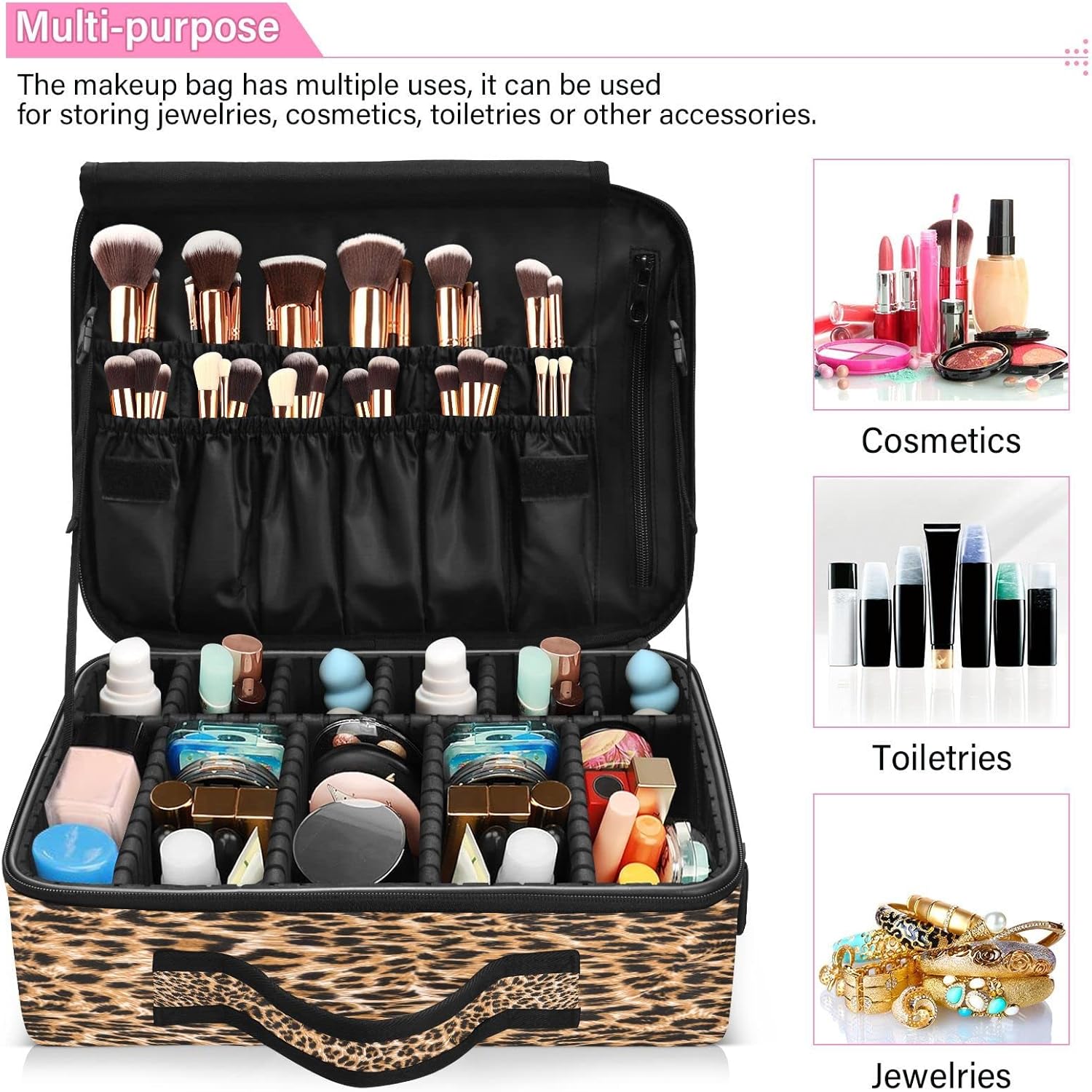 Brown Leopard Camo traveling cosmetic bag toiletries travel makeup bag zipper travel makeup organizer neceser para cosmeticos for womens men mens