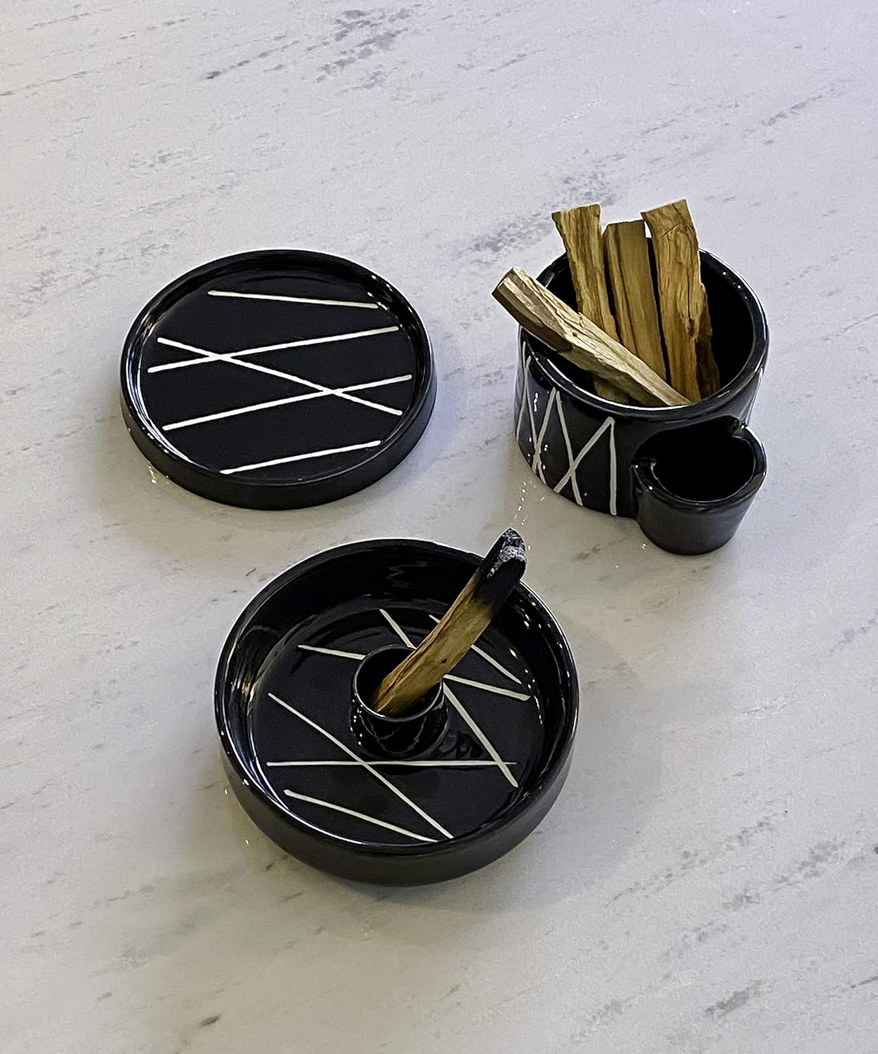 Bursera Plato de cerámica de ónix, árbol plantado con cada pedido, bandeja para manchas para Palo Santo, salvia blanca, quemador de incienso y plato