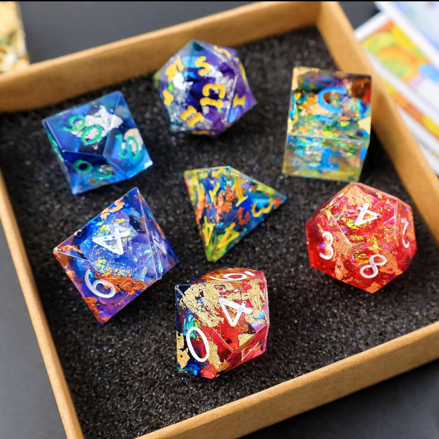 LET’S RESIN Moldes de resina para dados de silicona, moldes de resina epoxi para dados DND con 7 cavidades estereoscópicas poliédricas estándar,