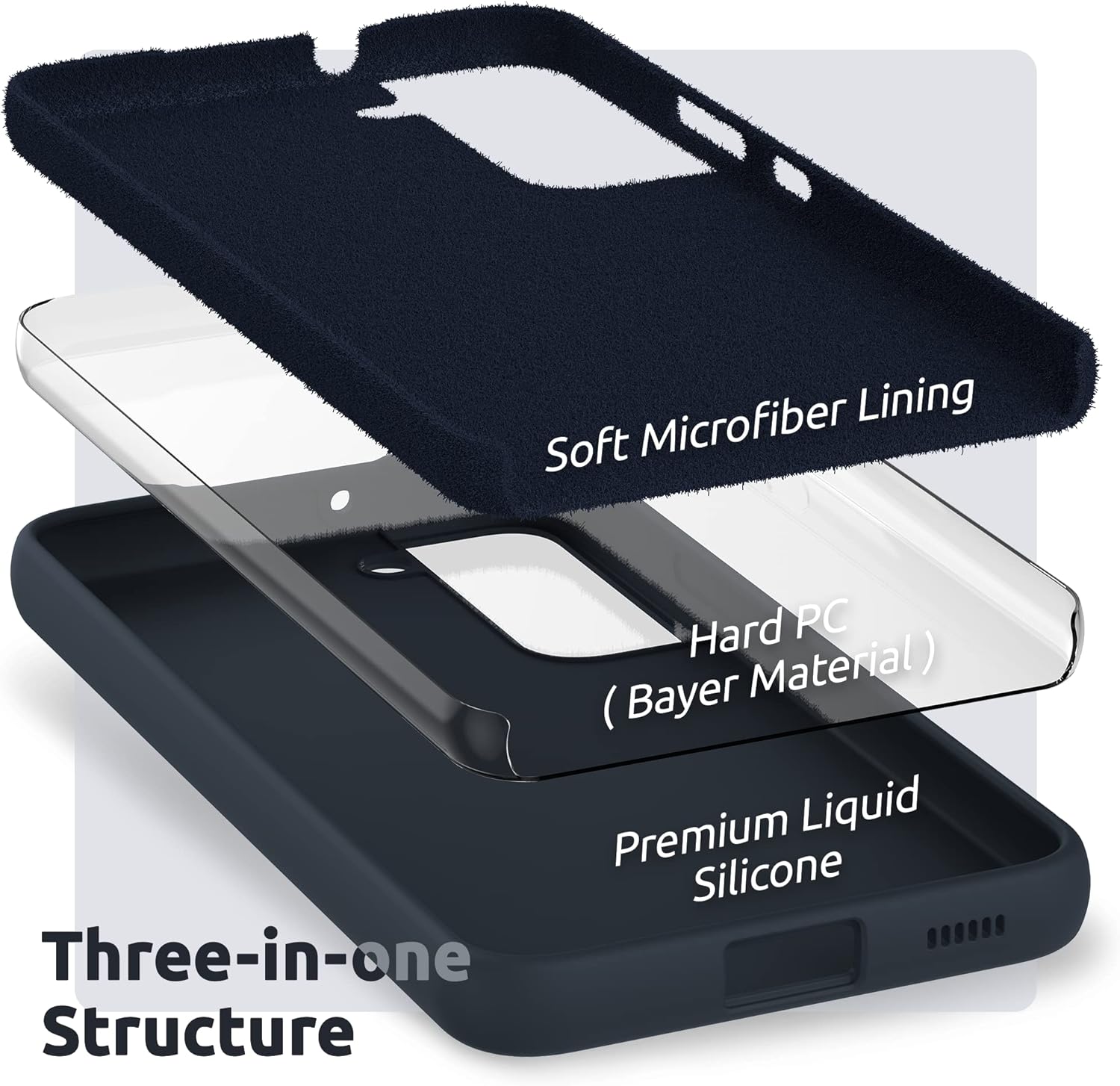 SURPHY Funda de silicona para Galaxy S22 Plus (6.6 pulgadas 2022), funda de silicona líquida con forro de microfibra para Samsung S22 Plus (azul