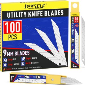 DIYSELF Cuchillas de cuchillo utilitario, paquete de 100 cuchillas de corte de caja, cuchillas de cortador de caja para cuchillo utilitario de hoja DIYSELF Cuchillas de cuchillo utilitario, paquete de 100 cuchillas de corte de caja, cuchillas de cortador de caja para cuchillo utilitario de hoja