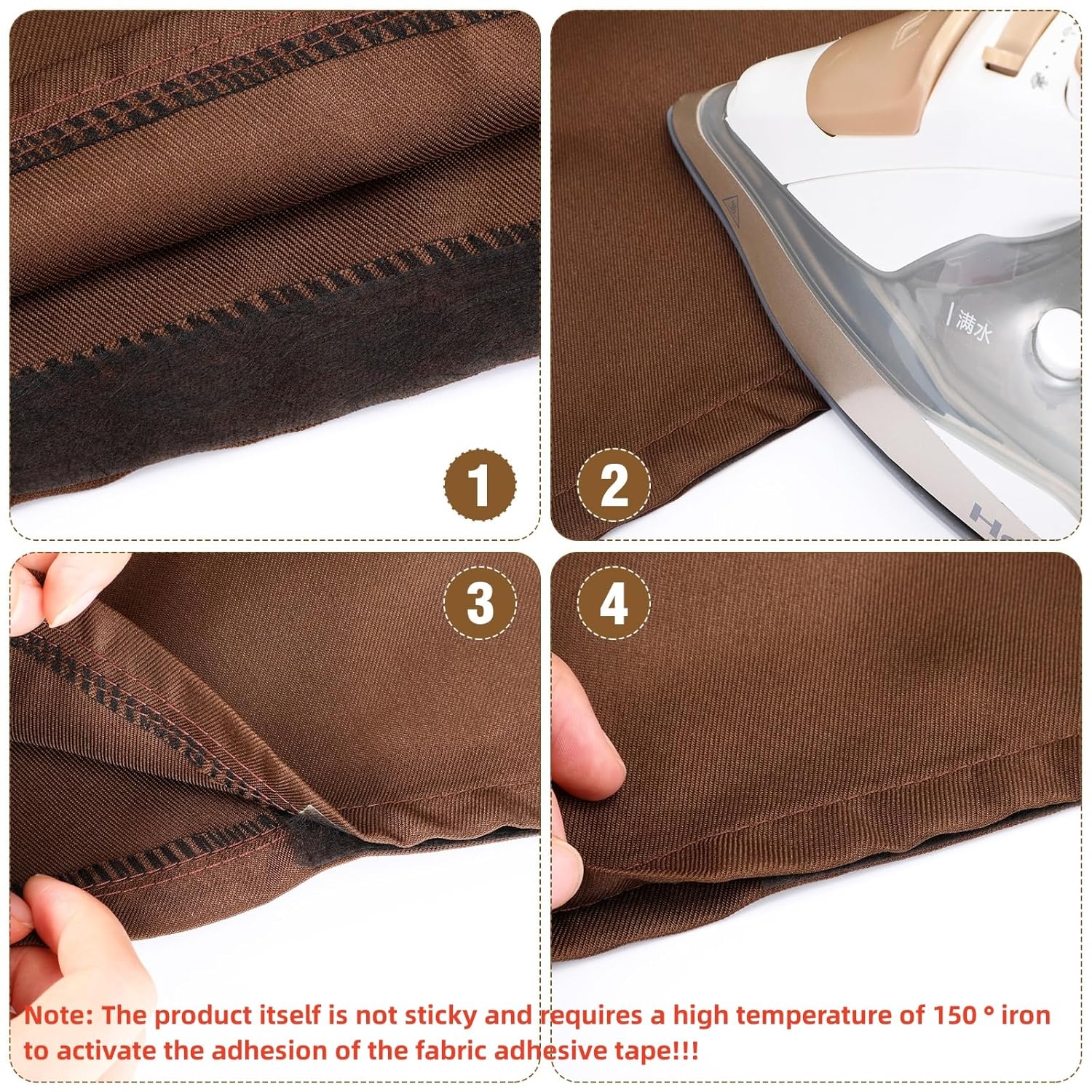 2 rollos de cinta de fusión de tela adhesiva para el dobladillo, cinta adhesiva para planchar cada 12 pulgada (negro claro, negro pesado, 27 yardas