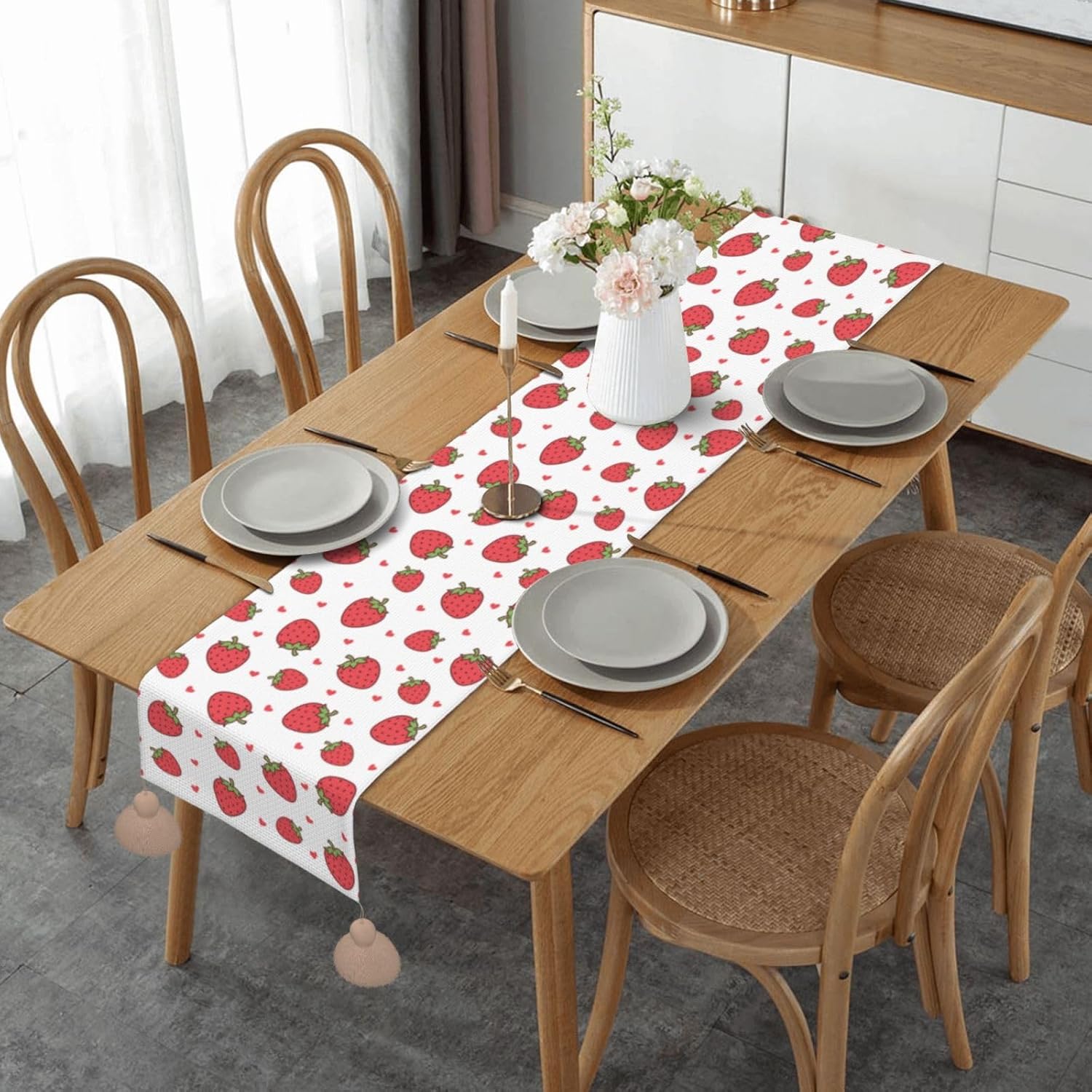 Strawberry Red Fruits Christmas Table Runner Dining Table Decor Christmas Decorations Indoor Home Decor Christmas Table Runners Xmas Navidad
