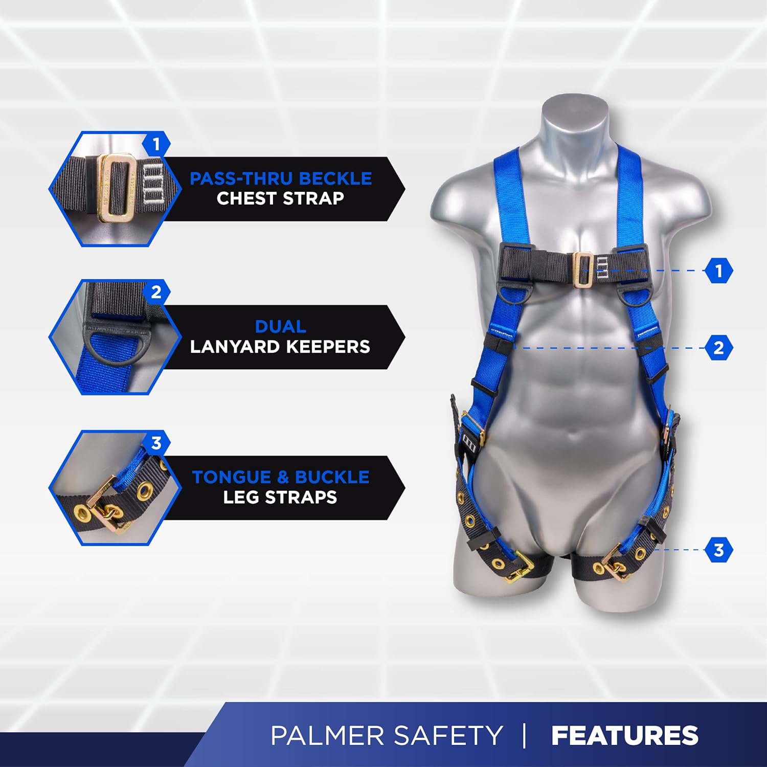 Palmer Safety V5504 Kit de techado, arnés de construcción, conjunto de línea de vida vertical y bolsa de lona