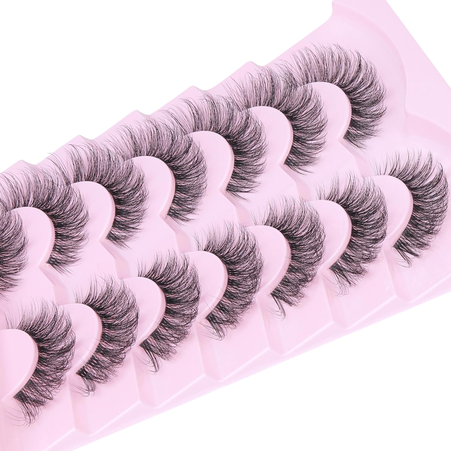 Geeneiya – Pestañas de banda transparente de 0.59 pulgadas, aspecto natural, pestañas postizas 3D, cortas, esponjosas, paquete de 7 pares
