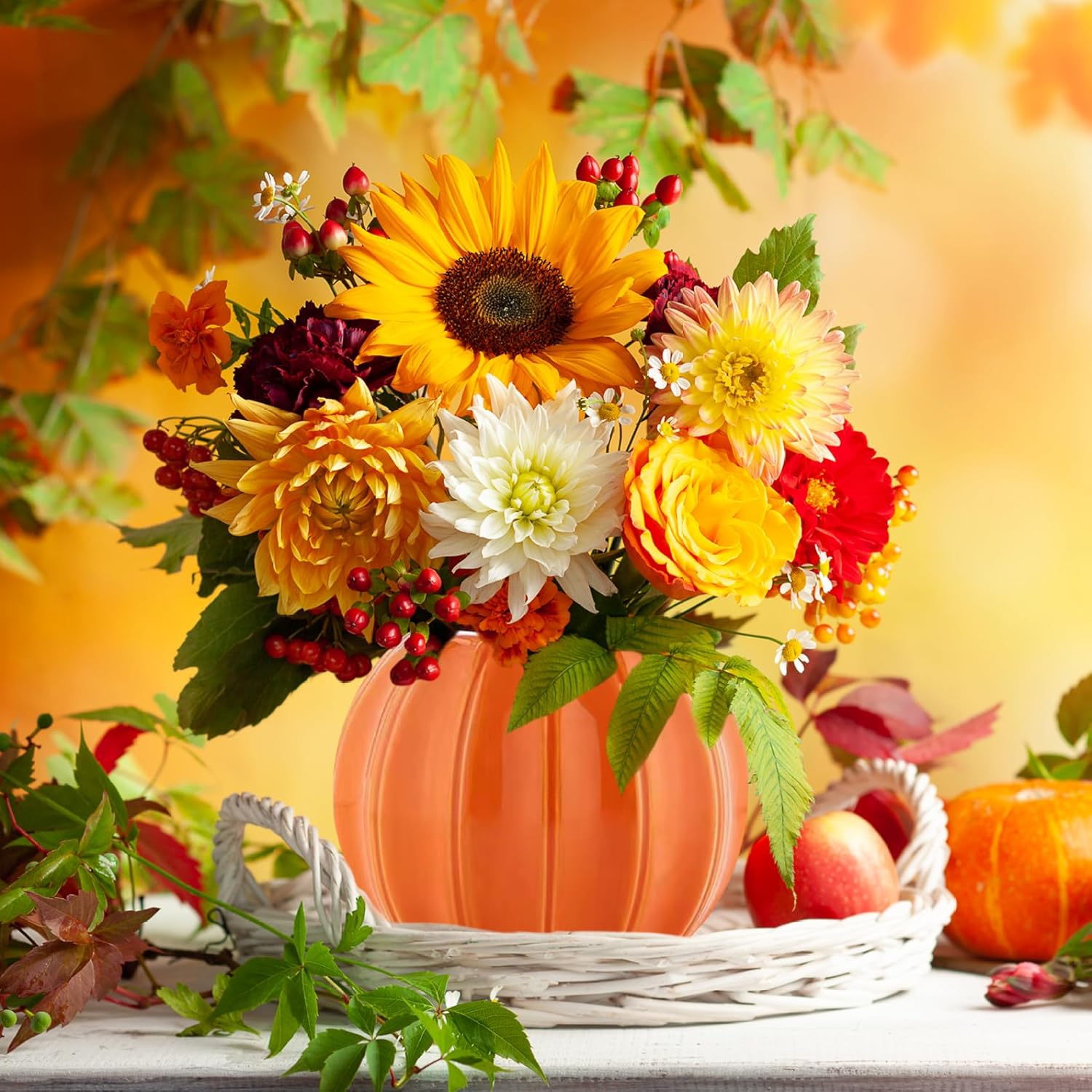 Jarrón de calabaza de cerámica para calabaza, mini maceta única, arreglo de flores secas, jarrón decorativo para cosecha de otoño, Acción de