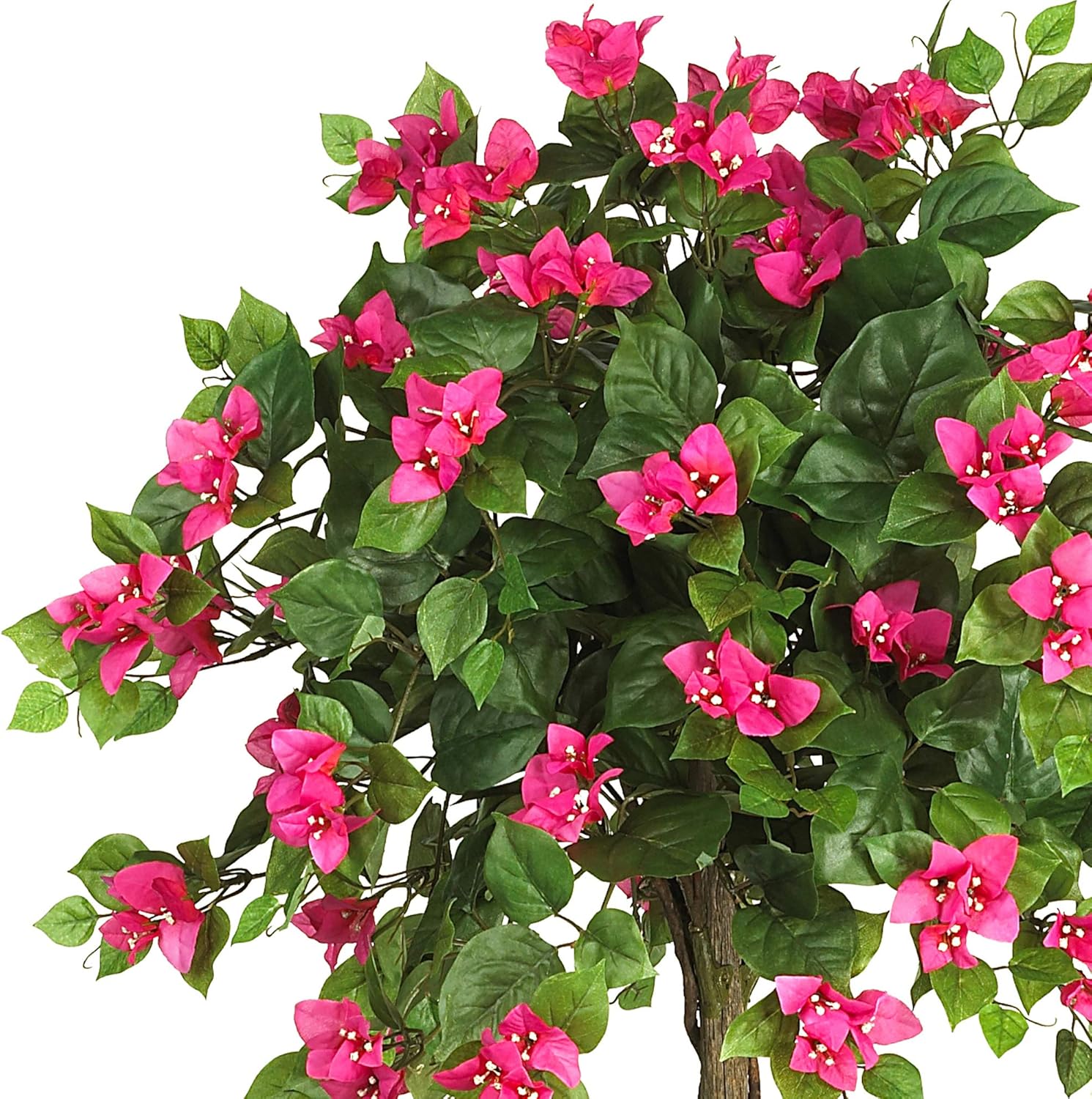 Nearly Natural Mini buganvillas Topiary Beauty, 5 pies, 9 x 9 x 62.5 pulgadas, cesta de buganvilla verde, 1 planta colgante artificial, 32 x 32 x 24