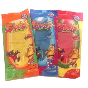 Paletas Slaps, sabor mango, sandía y tamarindo azul, paquetes de 10 piezas cada uno, 30 piezas en total. 300 gramos Paletas Slaps, sabor mango, sandía y tamarindo azul, paquetes de 10 piezas cada uno, 30 piezas en total. 300 gramos