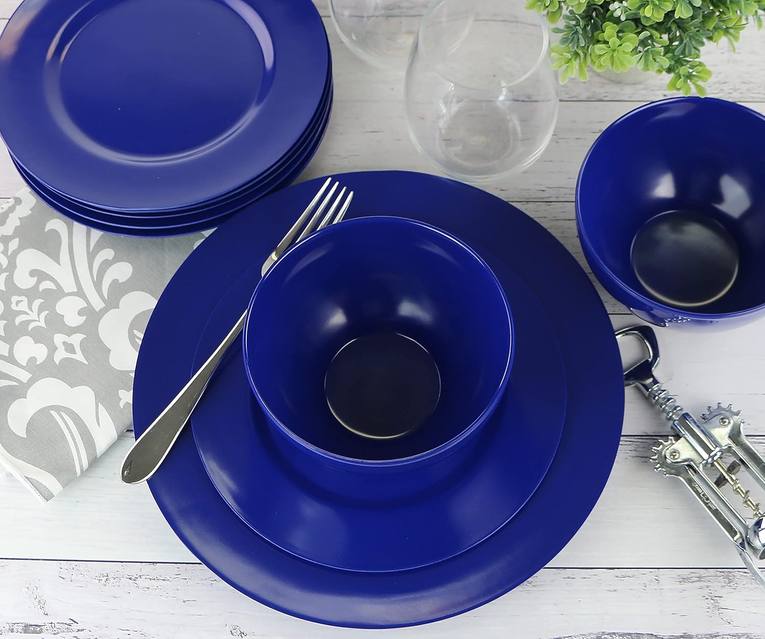 Reston Lloyd Calypso Basics – Plato de ensalada de melamina, juego de 6, color índigo