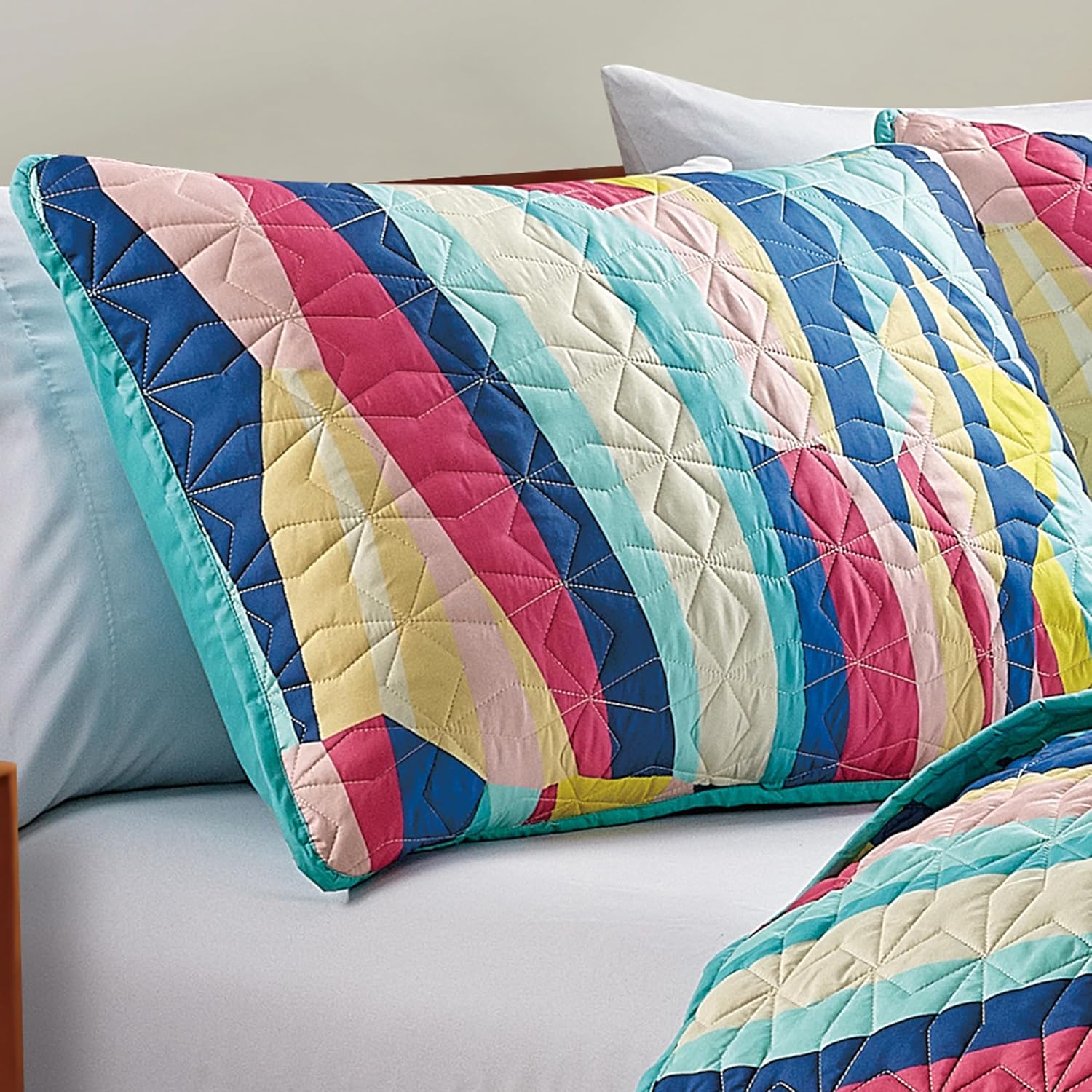 ESCA Kuniko – Juego de colcha reversible de 3 piezas con 2 fundas de almohada, tamaño matrimonialqueen