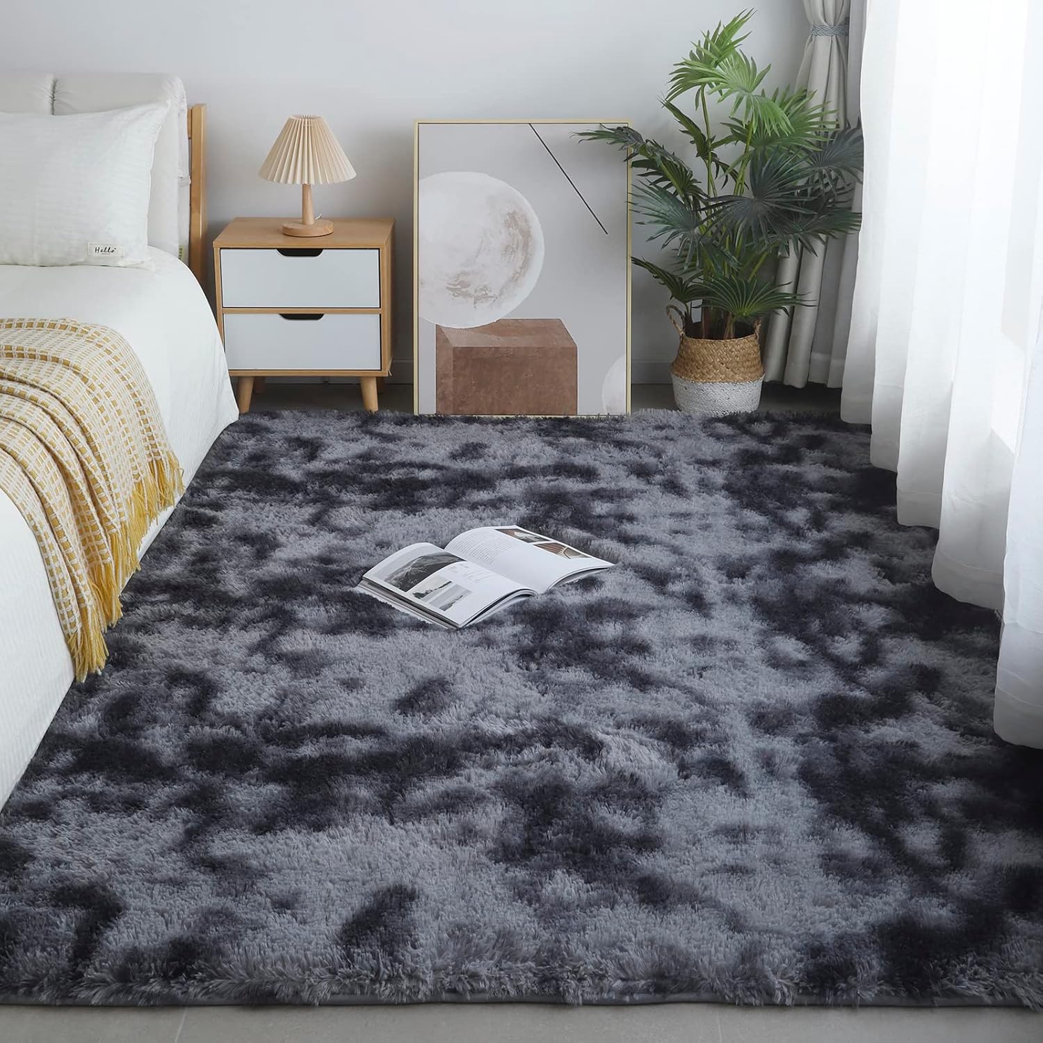 Tapete largo de 7 x 10 pies, suave, rectangular, para interiores, alfombra moderna de lujo, alfombra de felpa para sala de estar, decoración del