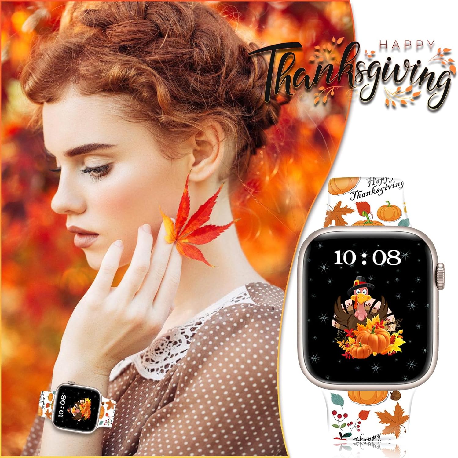 Correa de reloj de Navidad y Halloween para Apple Watch, correa de silicona impresa de repuesto para iWatch 1 2 3 4 5 6 7 8 Ultra 1.496 in 1.575 in