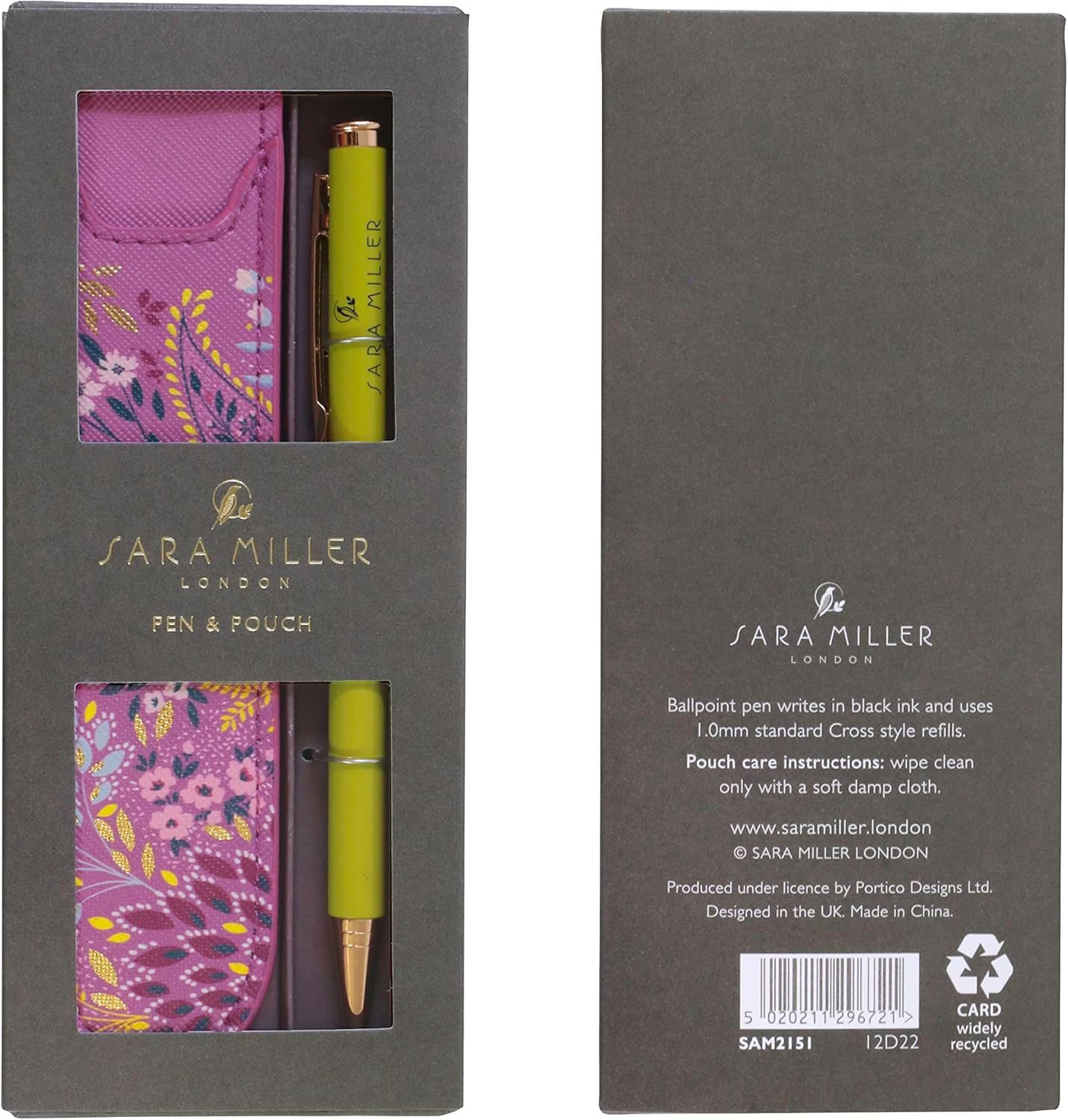 Portico Designs Juego de bolígrafo con bolsa Sara Miller London en caja de regalo, 2 piezas, Haveli Gardens