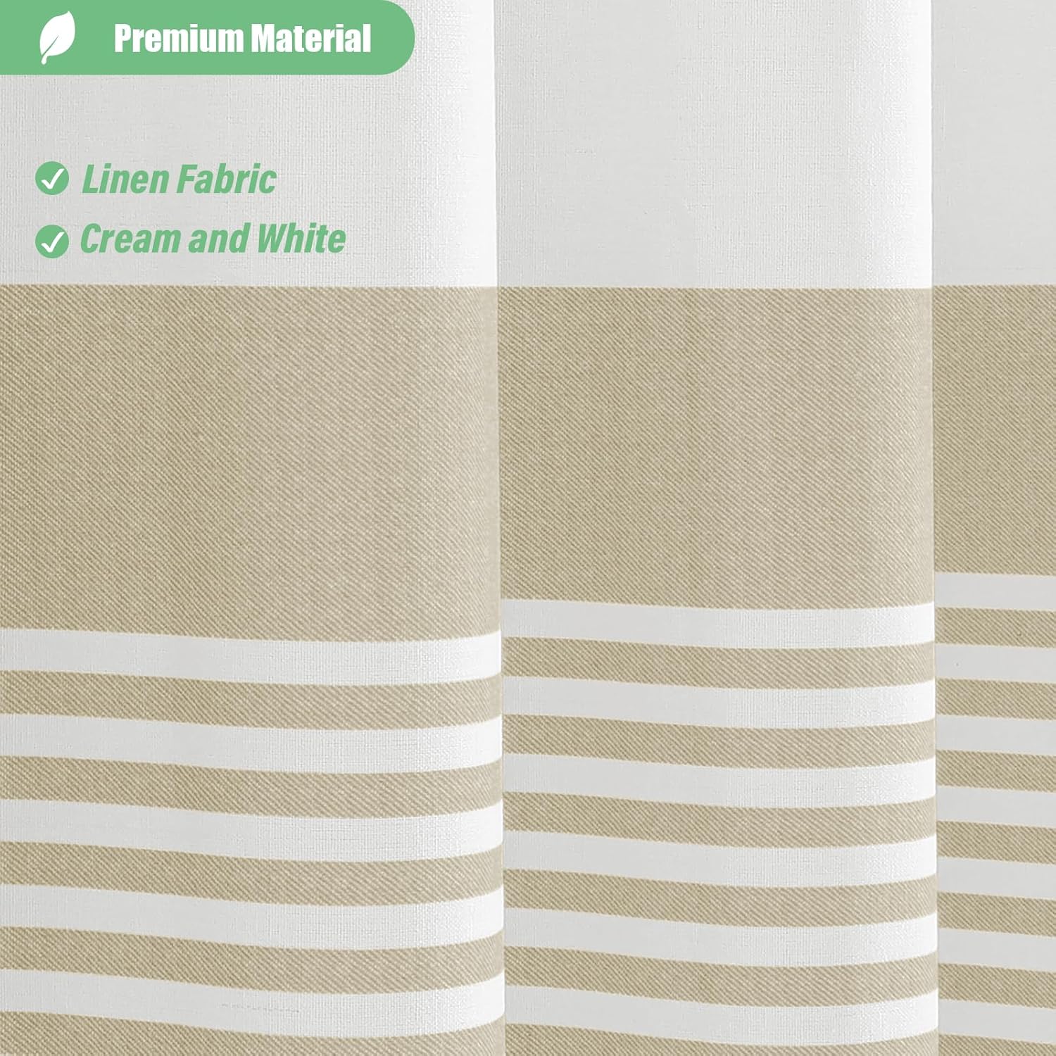 Dynamene Cortinas de ducha extralargas, 84 pulgadas de largo, cortinas de ducha de tela a rayas bohemias con borlas para baño, juego de cortina de
