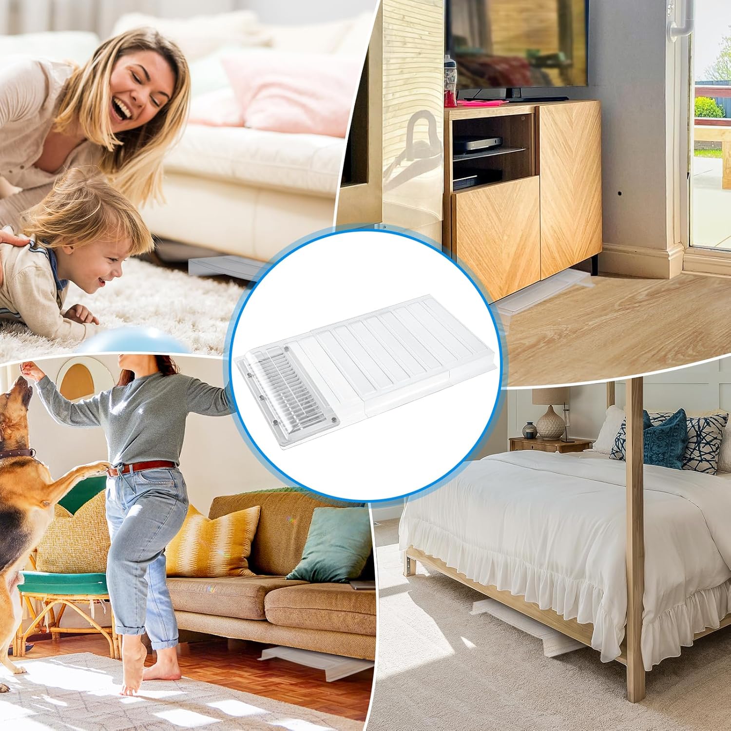 Touri Extensor magnético de ventilación para debajo de muebles, material PET grueso, se adapta a registros de piso de 10 a 12 pulgadas, se extiende
