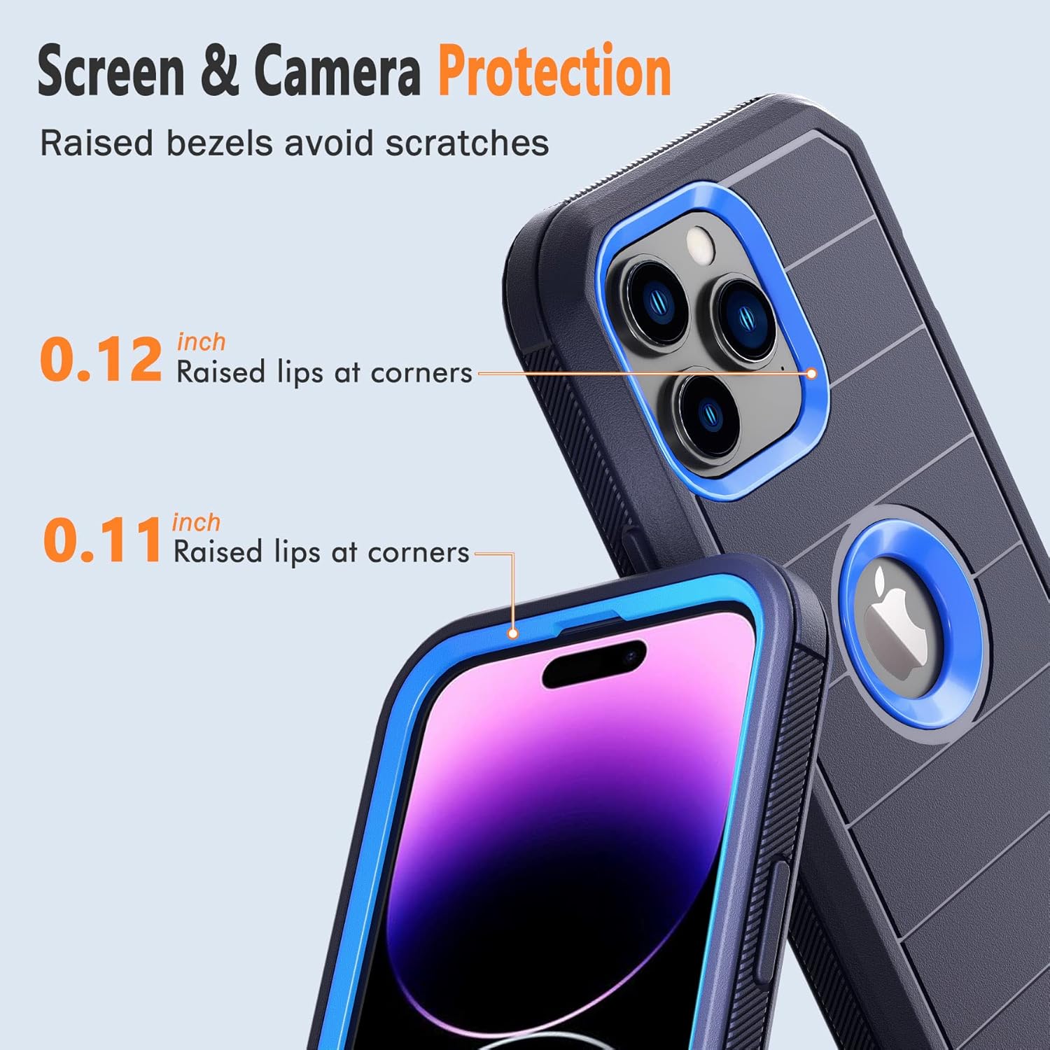 NIFFPD Funda diseñada para Apple iPhone 14 Pro Max con clip para cinturón y soporte, carcasa resistente de cuerpo completo con 2 protectores de