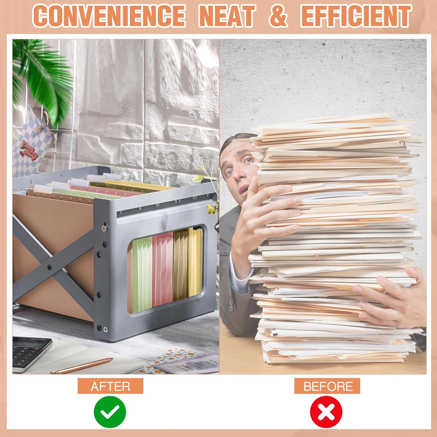 Yaomiao 24 carpetas colgantes de capacidad adicional, tamaño carta, carpeta colgante de 3.5 pulgadas de expansión de colores con etiqueta reforzada