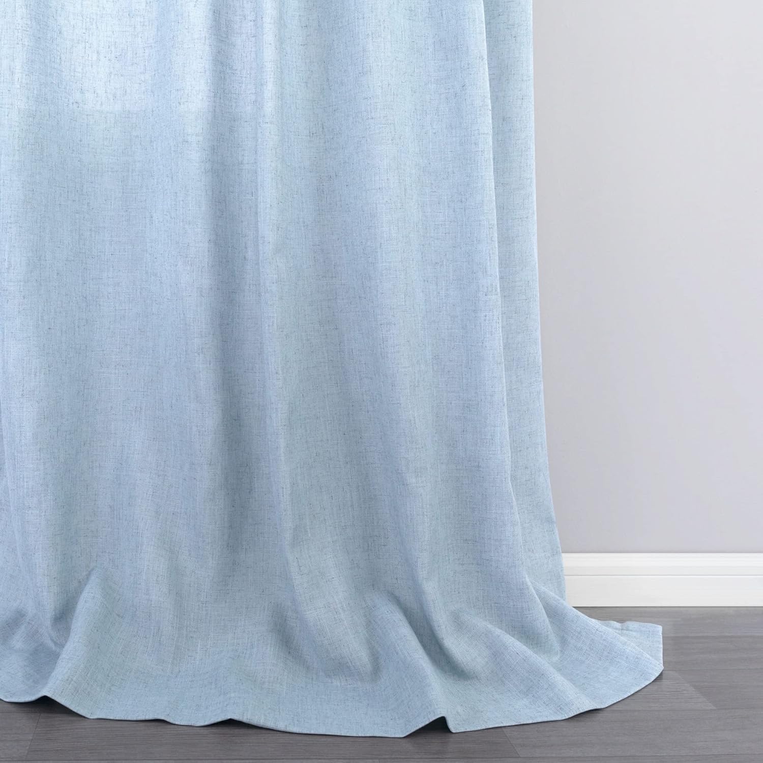 Cortinas de lino azul claro de 63 pulgadas de largo para dormitorio de niños pequeños, adolescentes y niñas, juego de 2 paneles de decoración