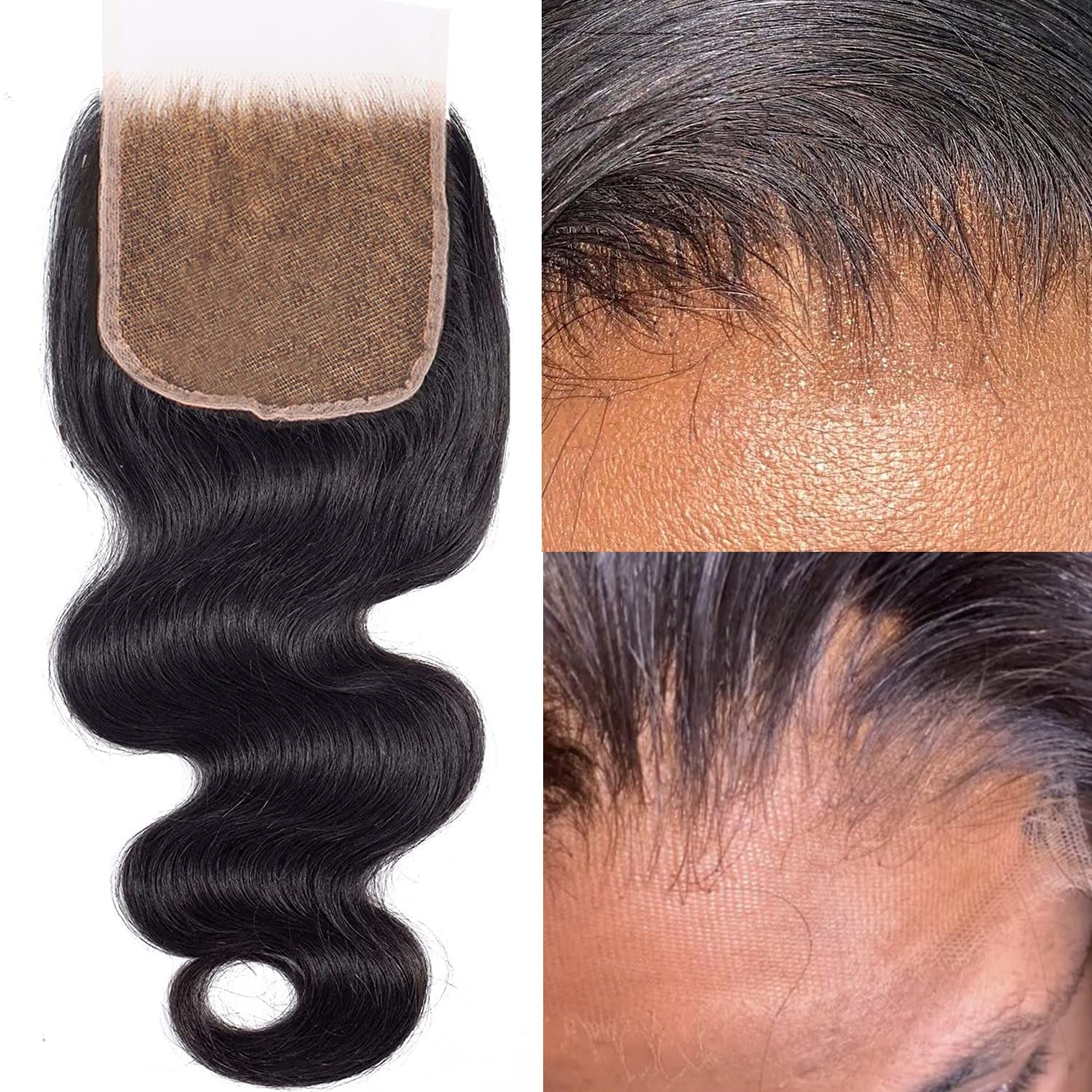 MYSHINYWIGS – Cierre de encaje real HD de 5 x 5 pulgadas, cierre de encaje ondulado, cabello humano virgen, nudos predecolorados con abuelitos,