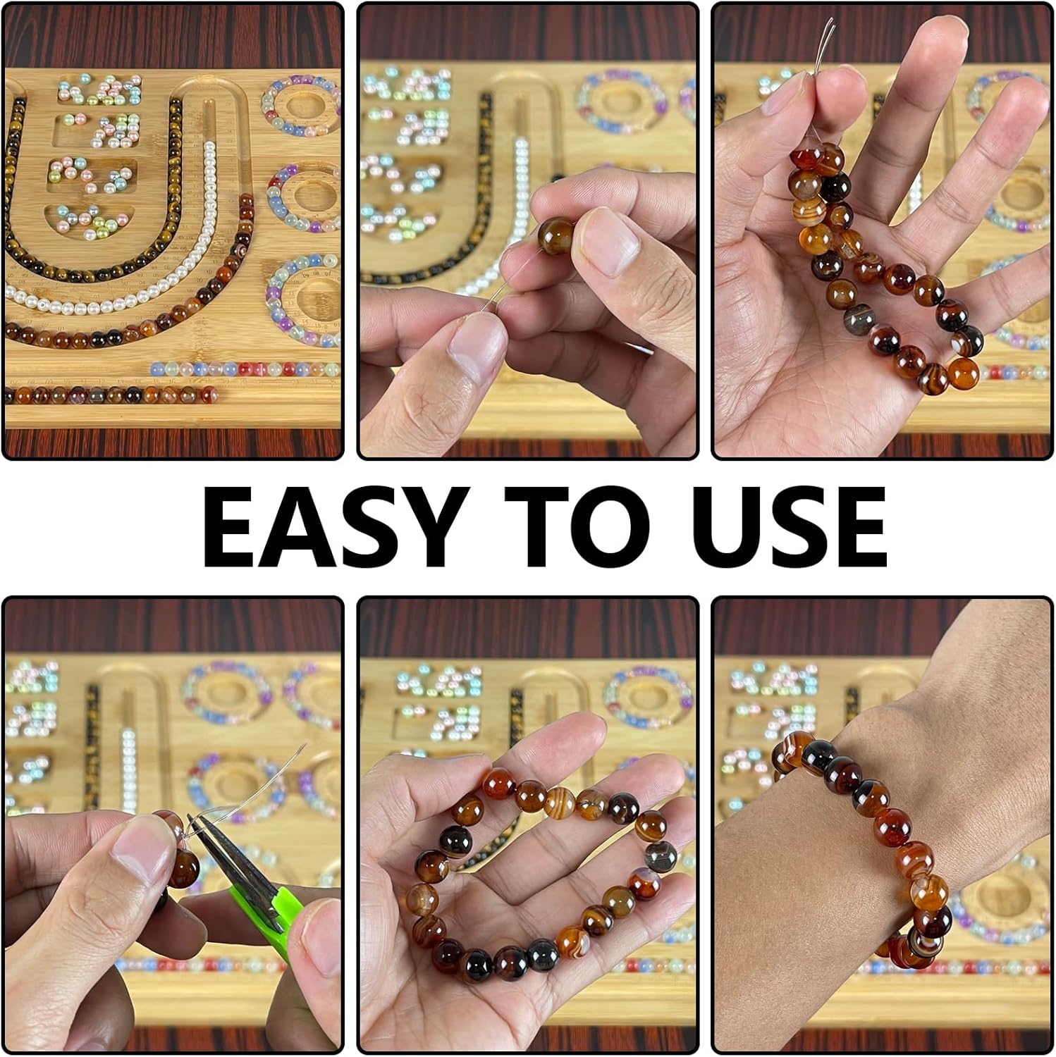 Danghyuk Tableros de cuentas para hacer joyas, tablero de medición de pulseras para diseño de joyas, tableros de cuentas para hacer pulseras,