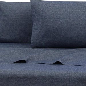 Belle Epoque Juego de sábanas de franela Chambray King Shadow, azul Belle Epoque Juego de sábanas de franela Chambray King Shadow, azul