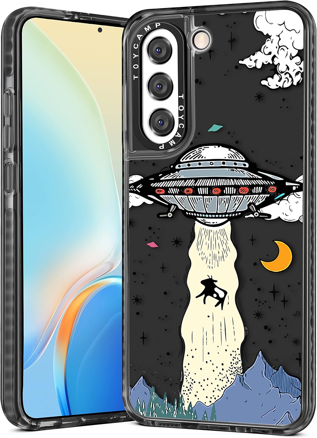 Toycamp Funda para Samsung Galaxy S21 FE 5G, diseño de dibujos animados OVNI para hombres, niños, niñas y adolescentes, (6.4 pulgadas), color negro