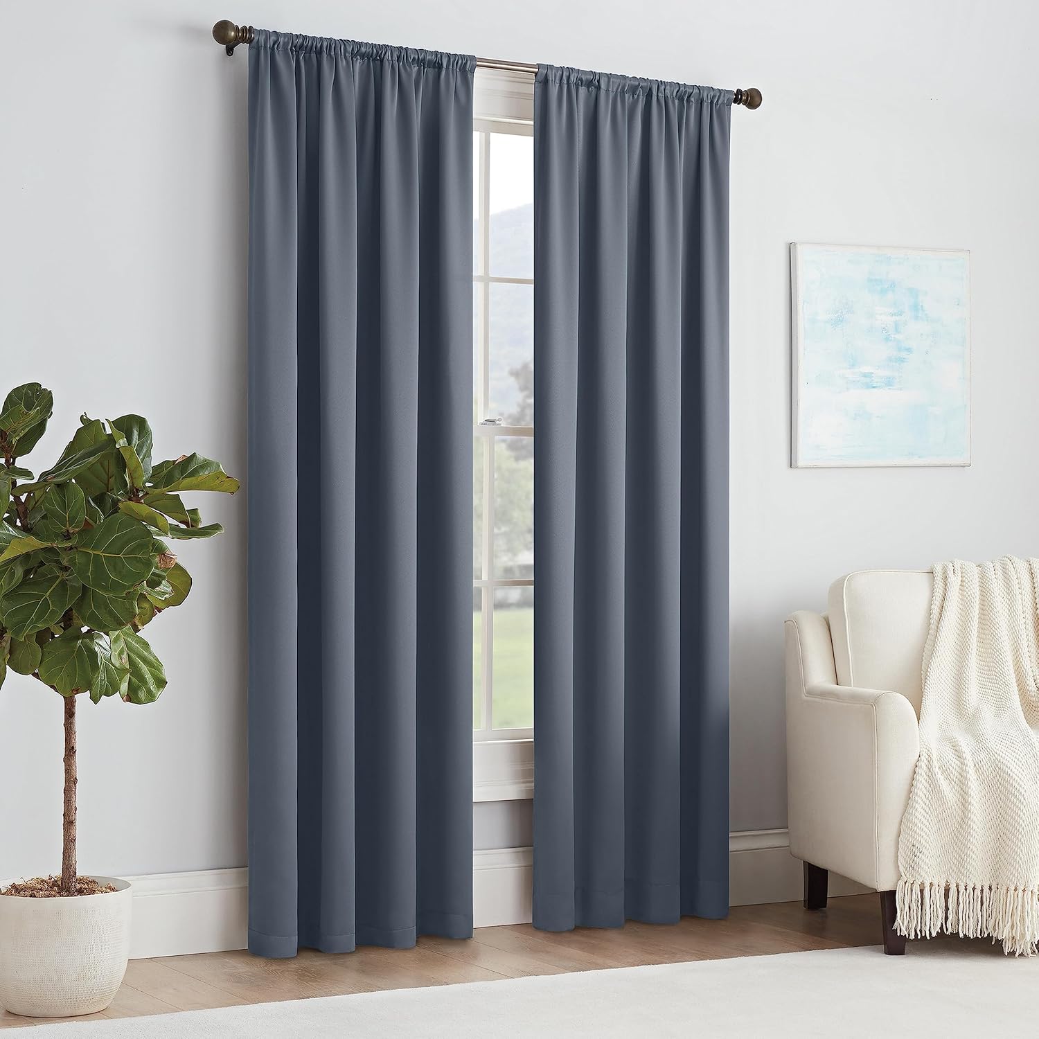 Eclipse Thermapanel – Cortina sólida para oscurecer la habitación, con bolsillo para cortinero, para dormitorio (1 panel), panel de cortina de 54 x
