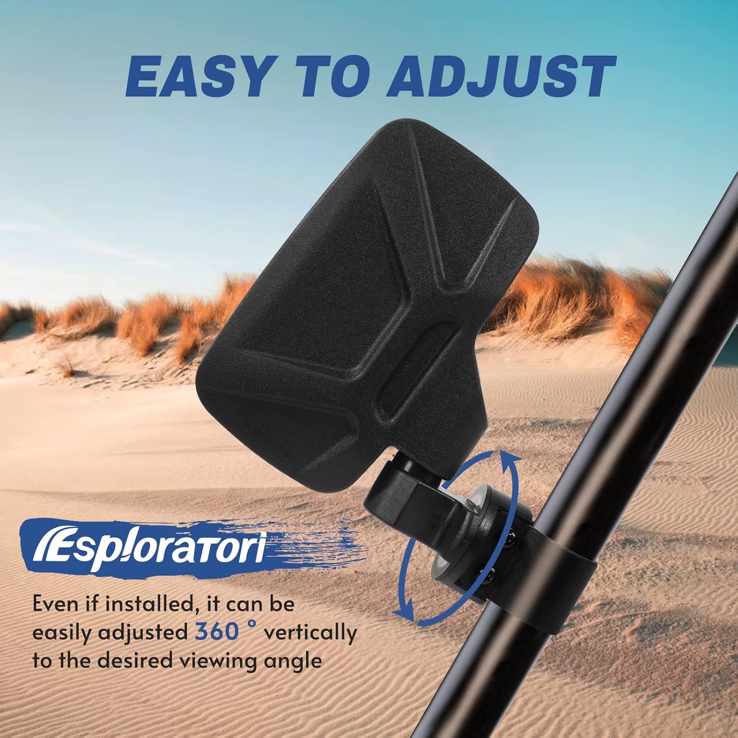 Espejos UTV, espejos laterales Esploratori UTV con barra de jaula enrollable de 1.65 a 2 pulgadas, espejo retrovisor ajustable con rotación de 360,
