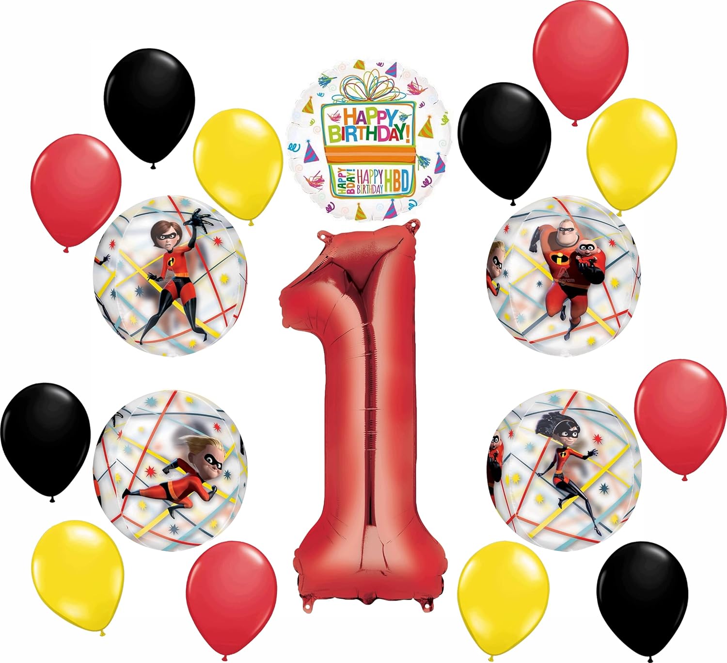 Increíbles suministros para la fiesta de cumpleaños de Superhéroe Orbz Globo Bouquet Decoraciones
