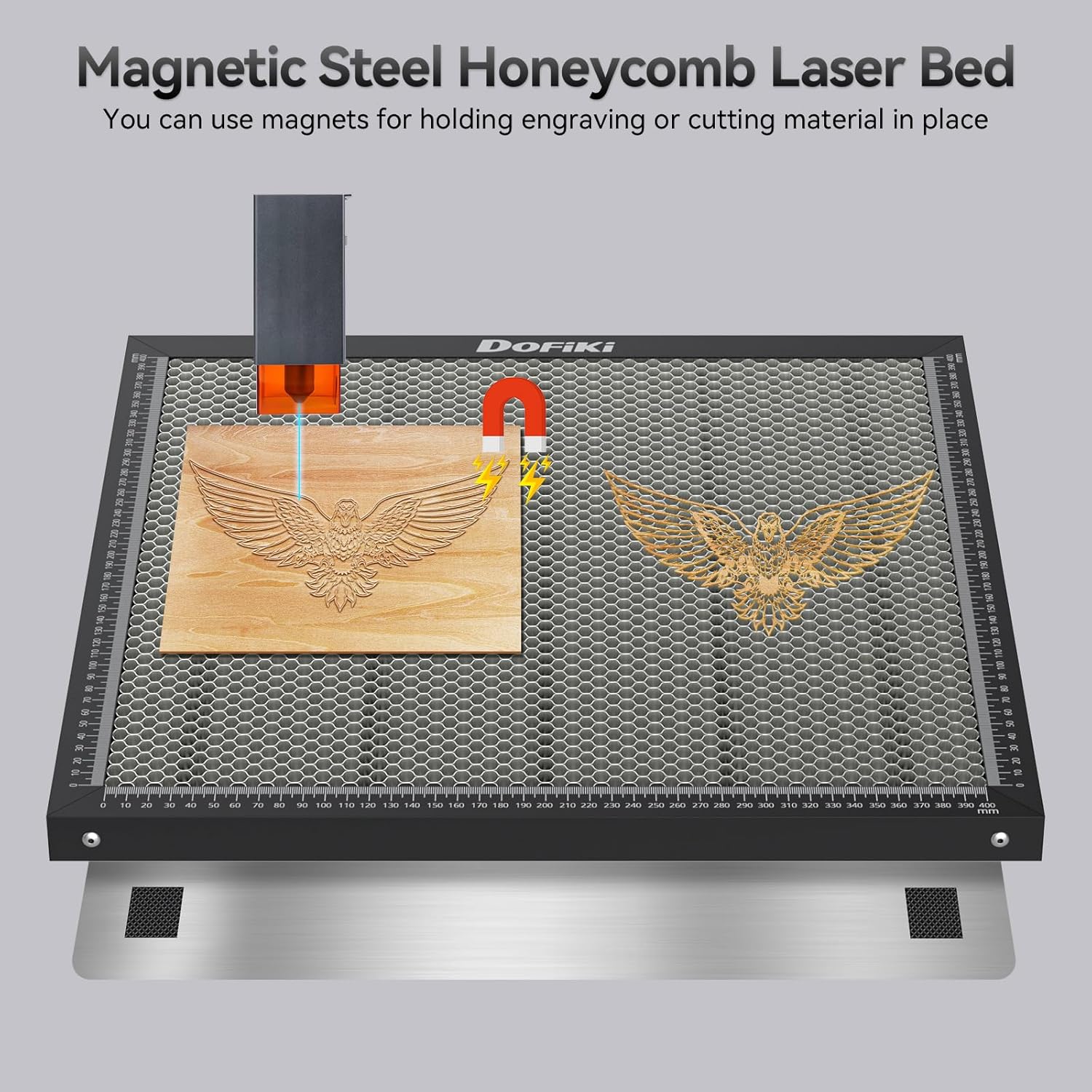 Cama láser de panal de abeja de 19.685 in x 19.685 in, mesa de trabajo de panal de acero para la mayoría de grabadores láser, tamaño de corte de