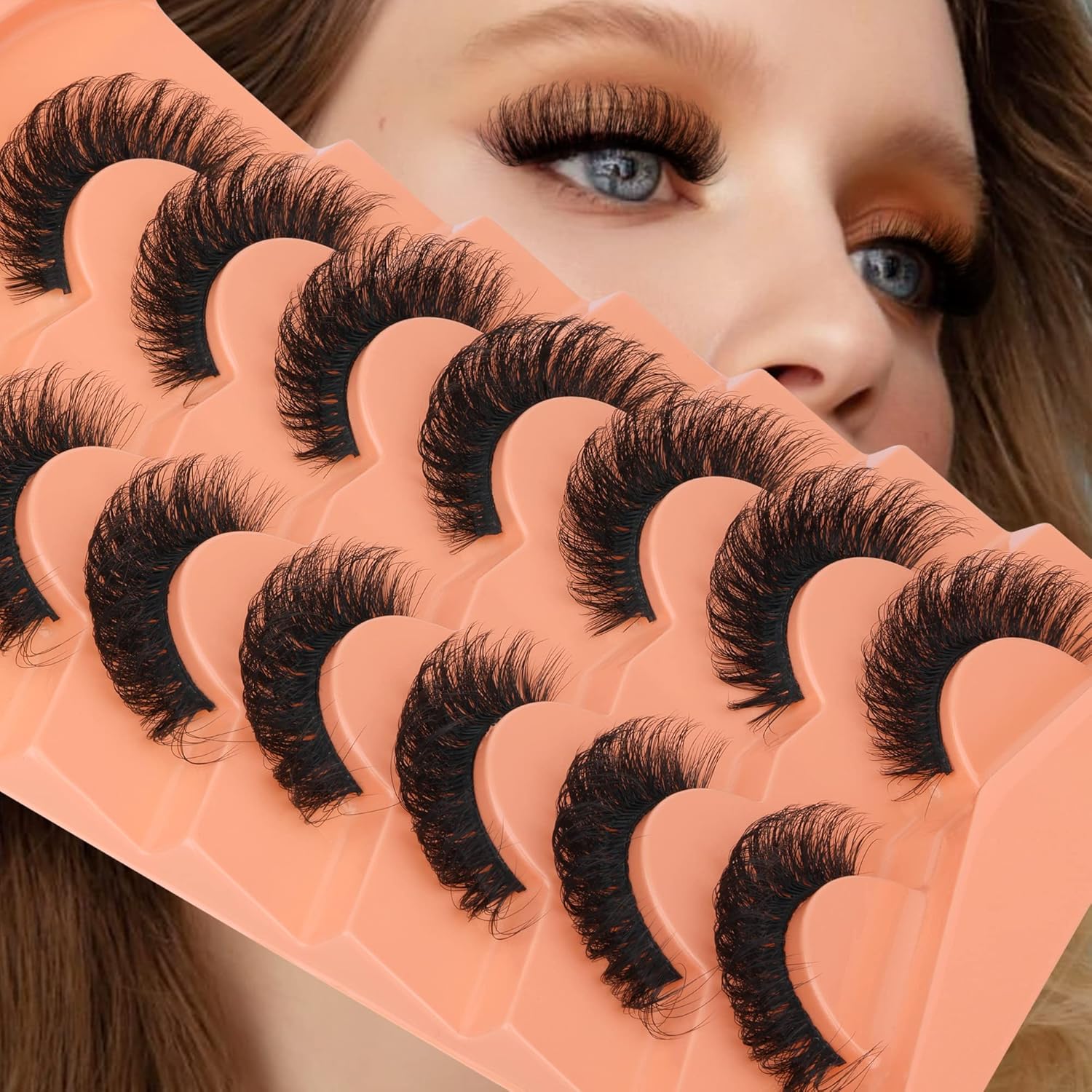 JIMIRE Pestañas postizas de visón naturales, esponjosas, de volumen, 0.591 in de grosor, pestañas postizas parecen extensiones de pestañas, paquete